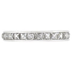 Platinum French Cut Channel 3.0ctw Diamond Hand Engraved Eternity Band Ring