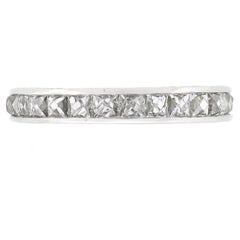 Vintage Platinum French Cut Channel 3.0ctw Diamond Hand Engraved Eternity Band Ring