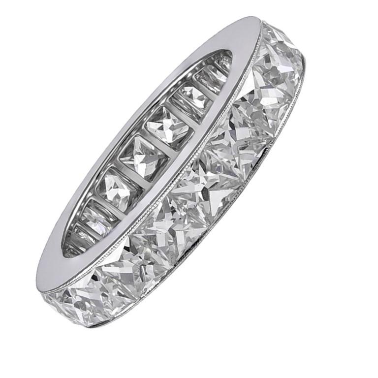 Art Deco Sophia D 6.83 Carat French Cut Diamond Band in Platinum For Sale