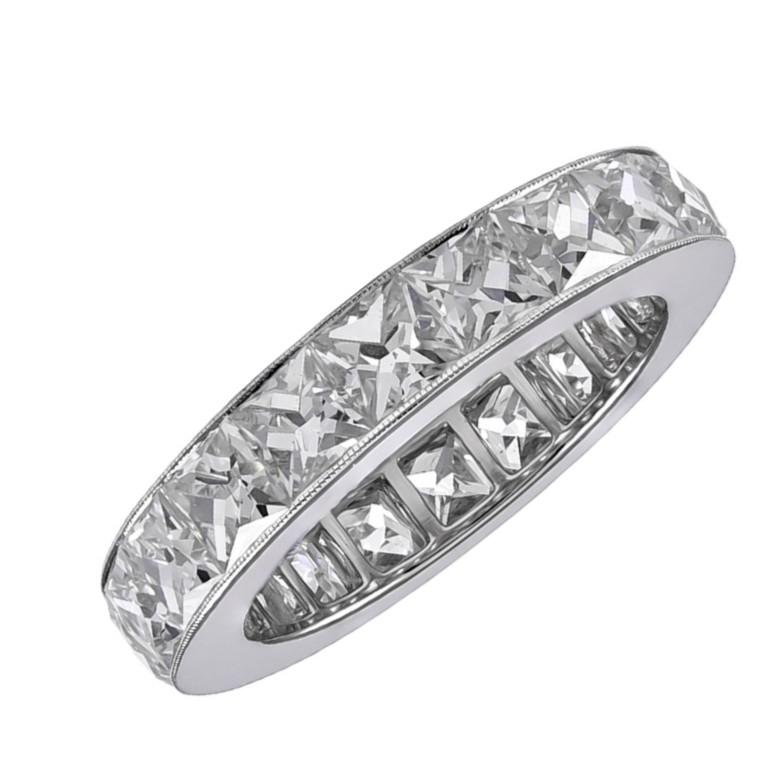 Women's or Men's Sophia D 6.83 Carat French Cut Diamond Band in Platinum For Sale