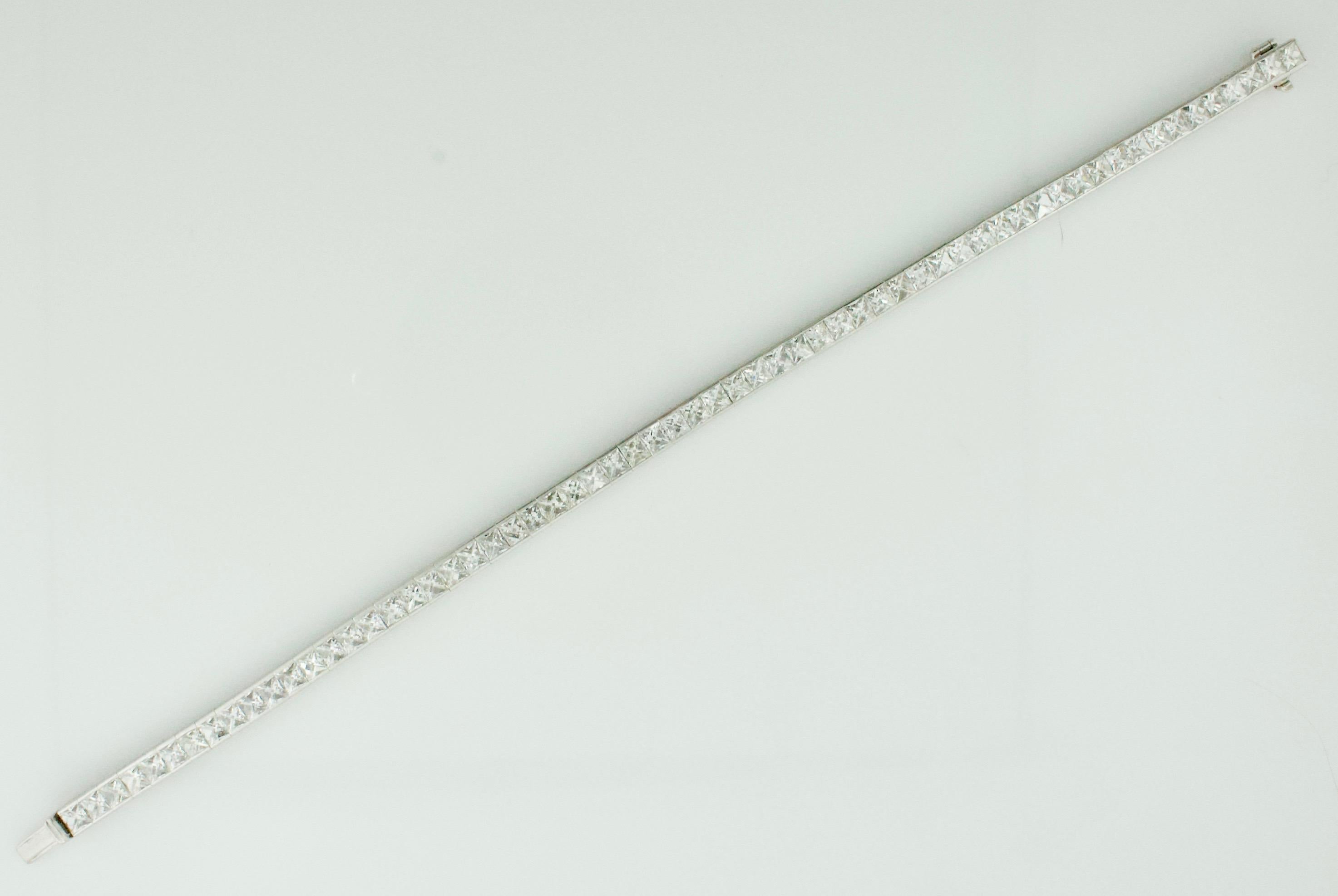 Platinum French Cut Diamond Tennis Bracelet 8.50 Carats In Excellent Condition In Wailea, HI