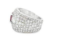 Platinum French Ruby & Diamond Ring