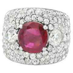Platinum French Ruby & Diamond Ring