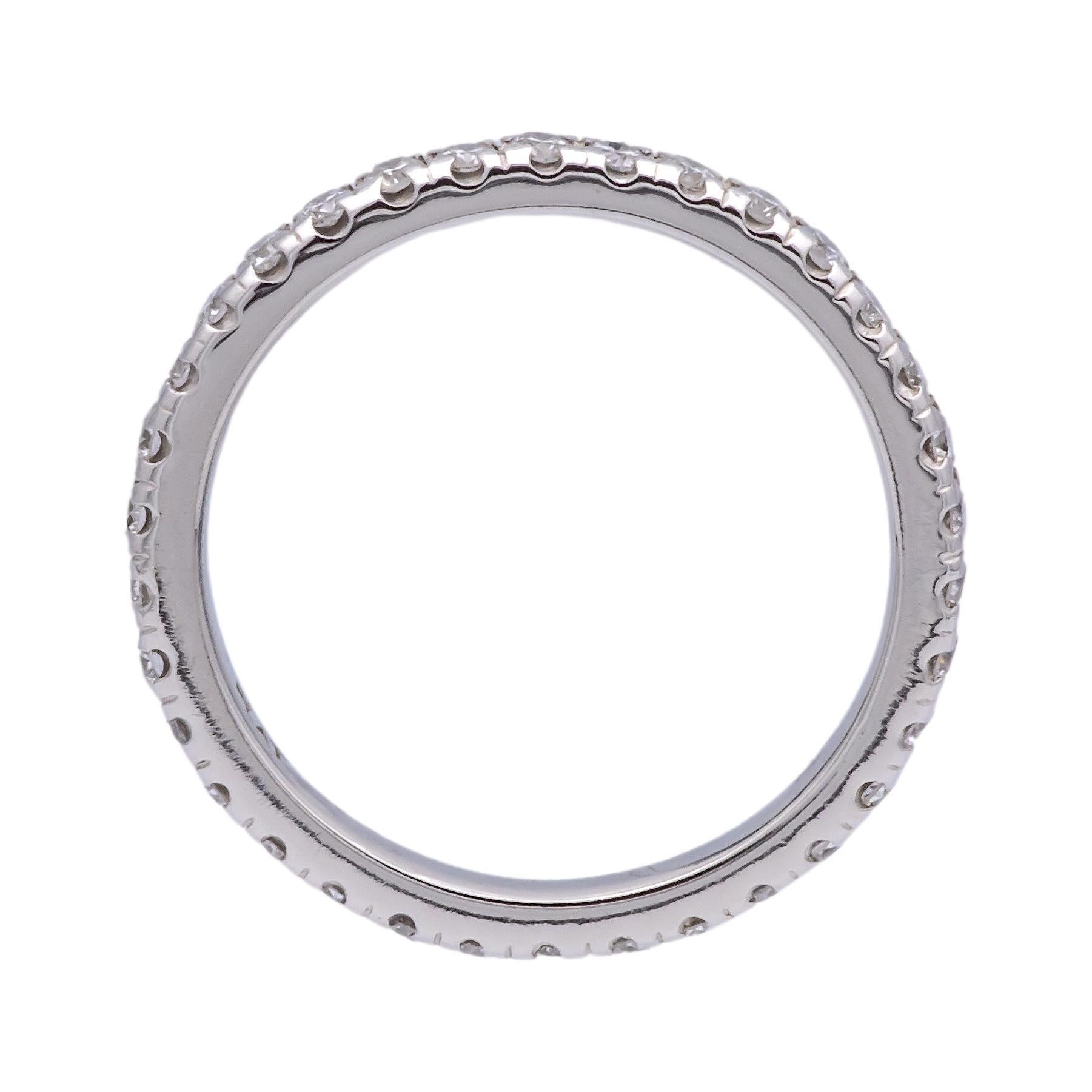 Women's Platinum Full Circle .85ct Round Diamond Wedding Band Ring Size 4.75 For Sale