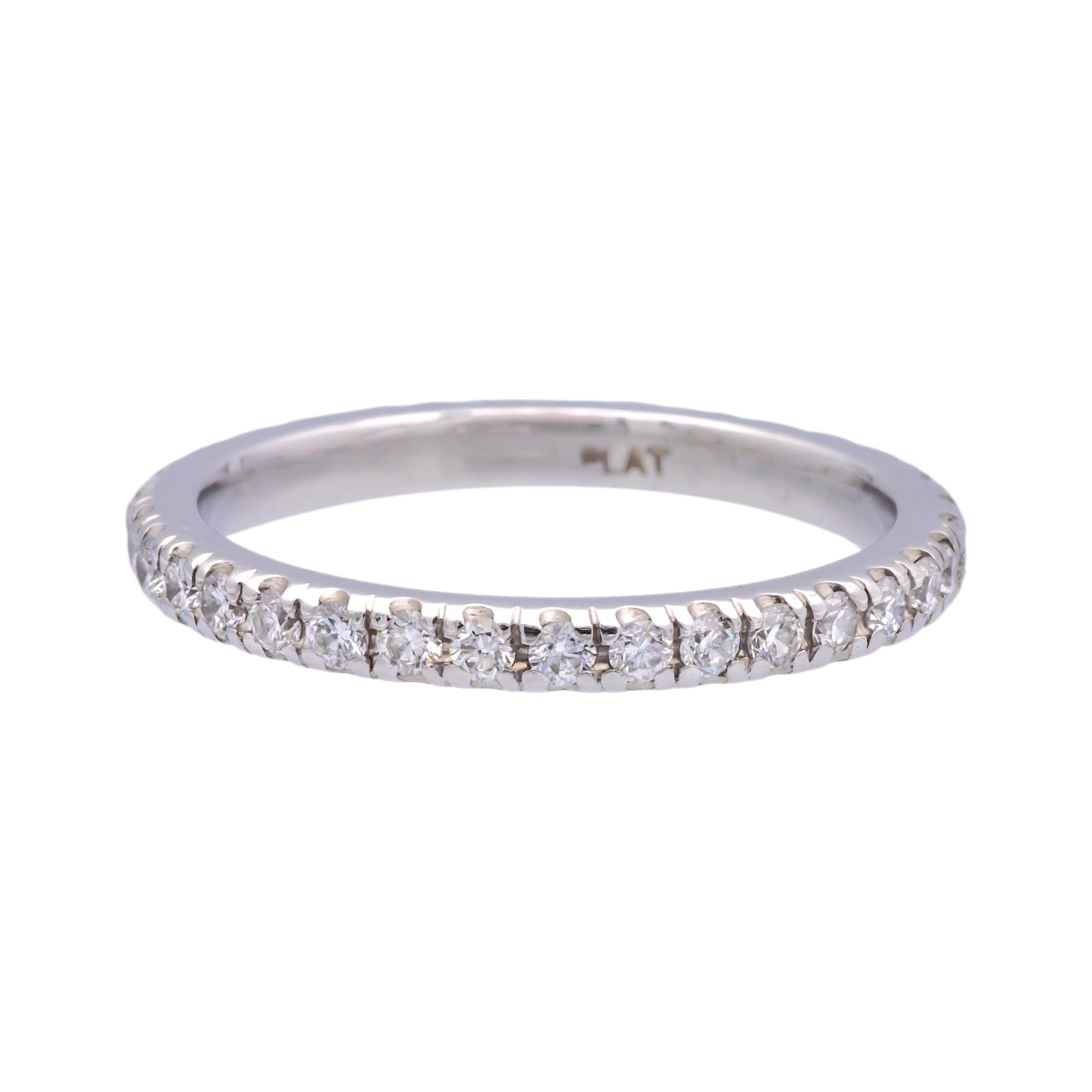 Platinum Full Circle .85ct Round Diamond Wedding Band Ring Size 4.75 For Sale 1