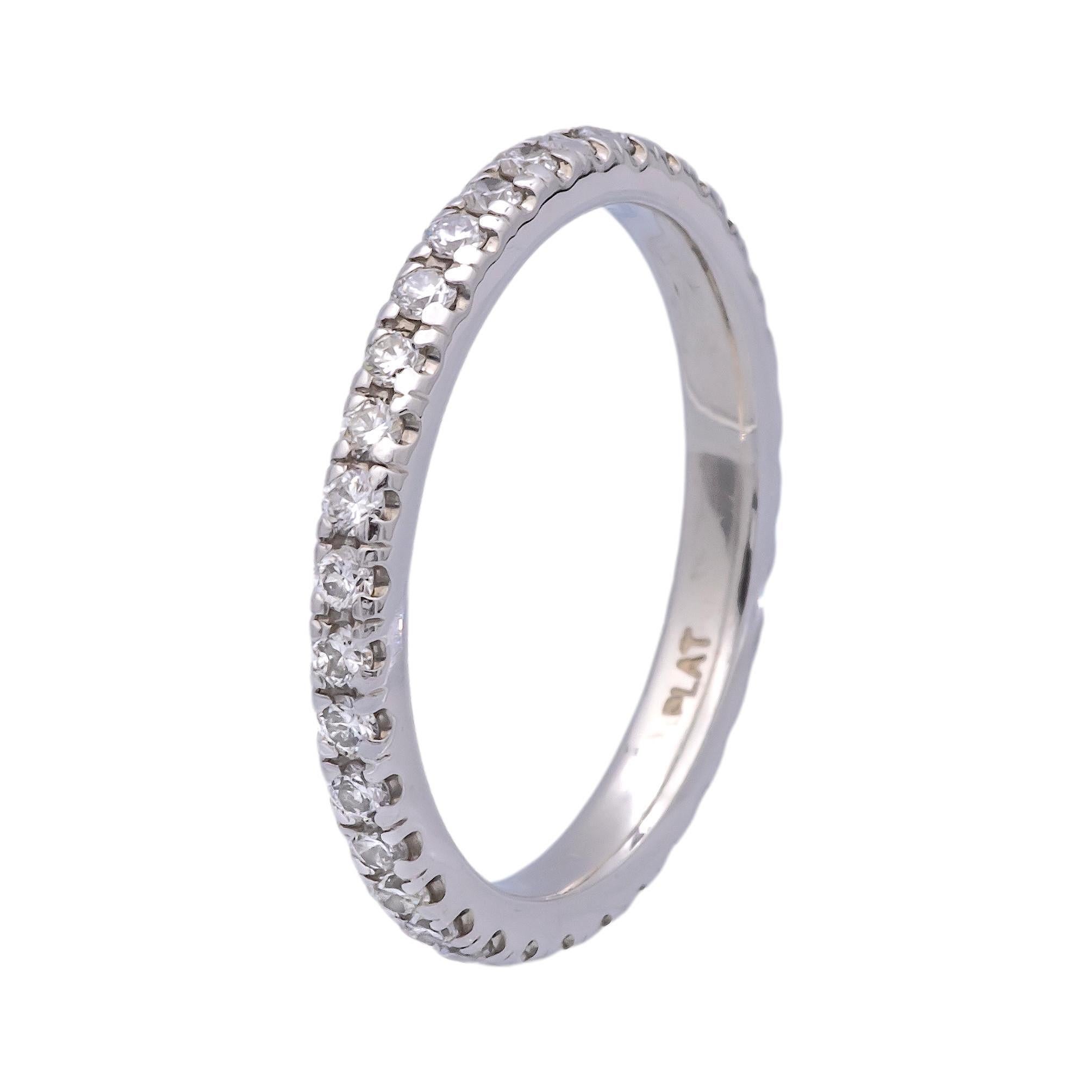 Platinum Full Circle .85ct Round Diamond Wedding Band Ring Size 4.75 For Sale 2