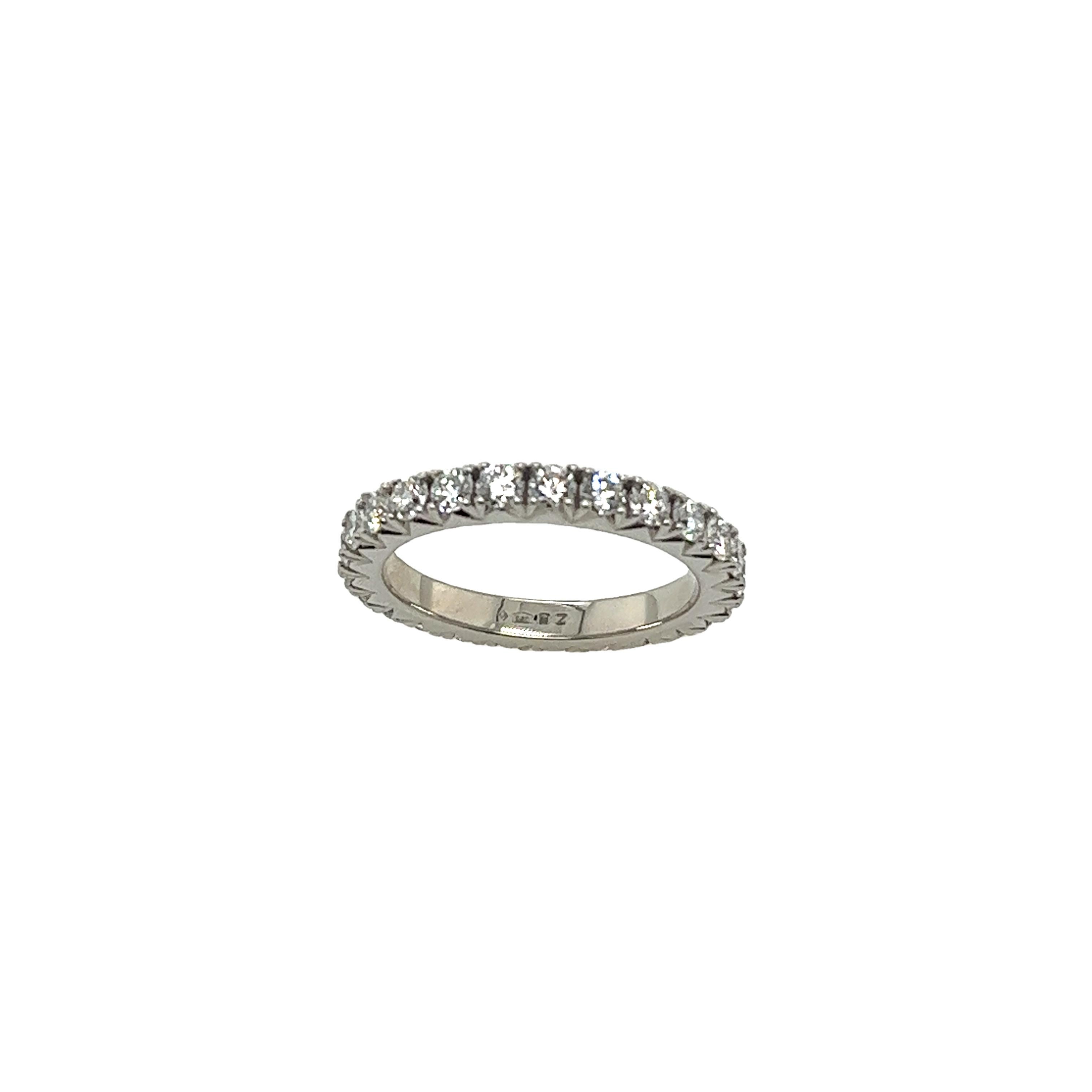 Women's or Men's Platinum Full Eternity Diamond Ring, Set With 1.25ct Natural Round Diamonds For Sale