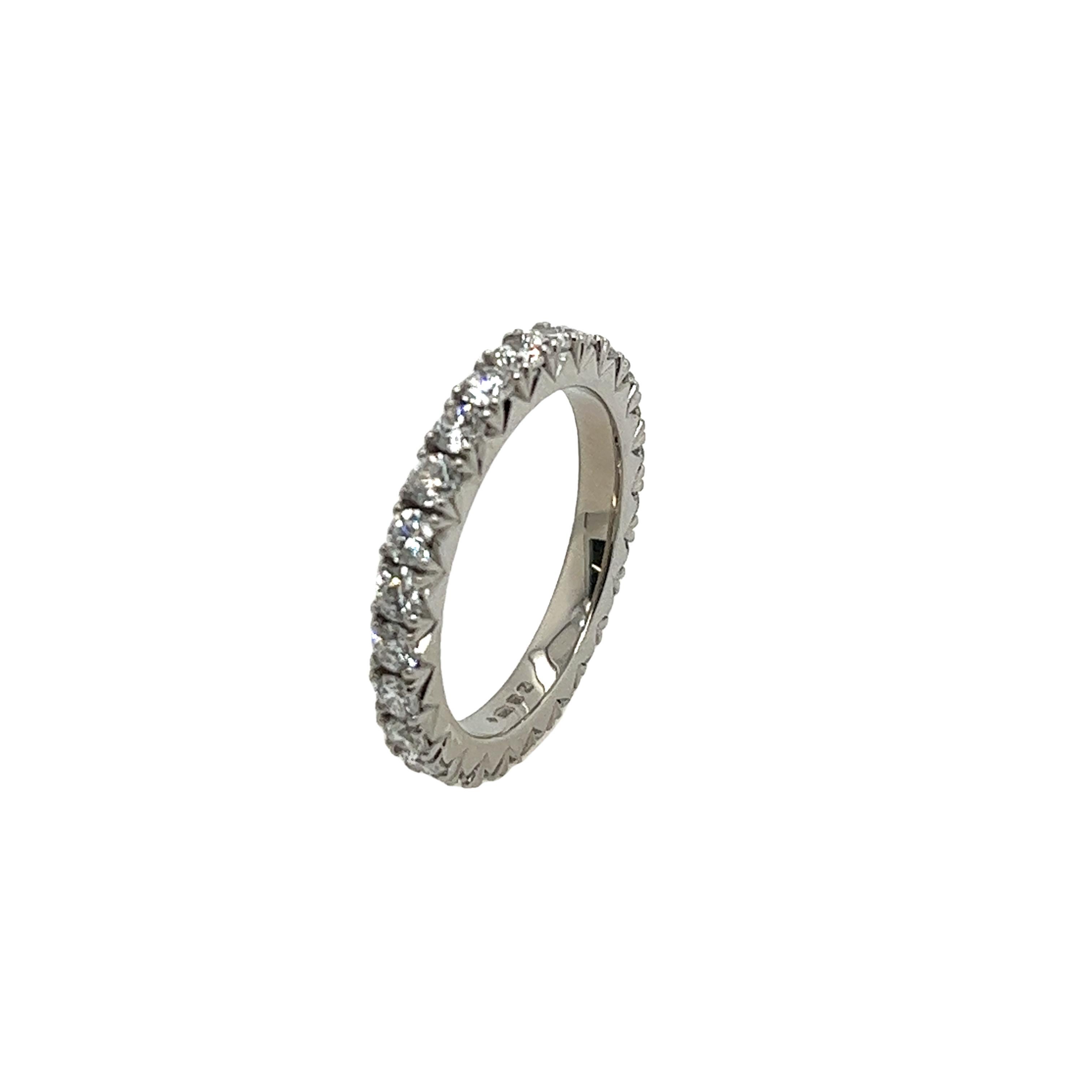 Platinum Full Eternity Diamond Ring, Set With 1.25ct Natural Round Diamonds For Sale 1