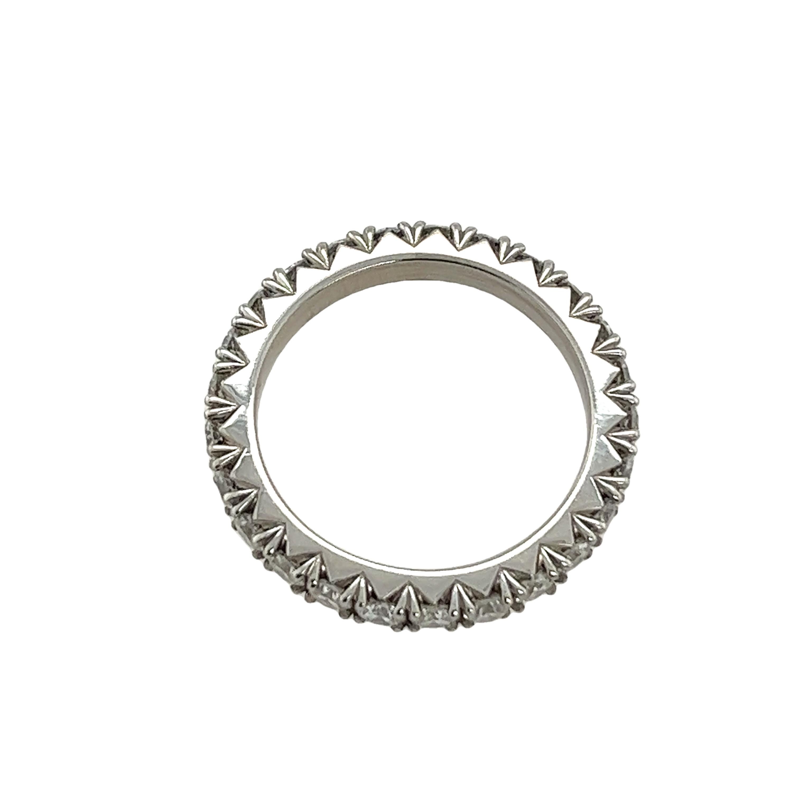 Round Cut Platinum Full Eternity Diamond Ring, Set With 1.36ct Natural Round Diamonds For Sale