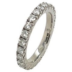 Platinum Full Eternity Diamond Ring, Set With 1.36ct Natural Round Diamonds