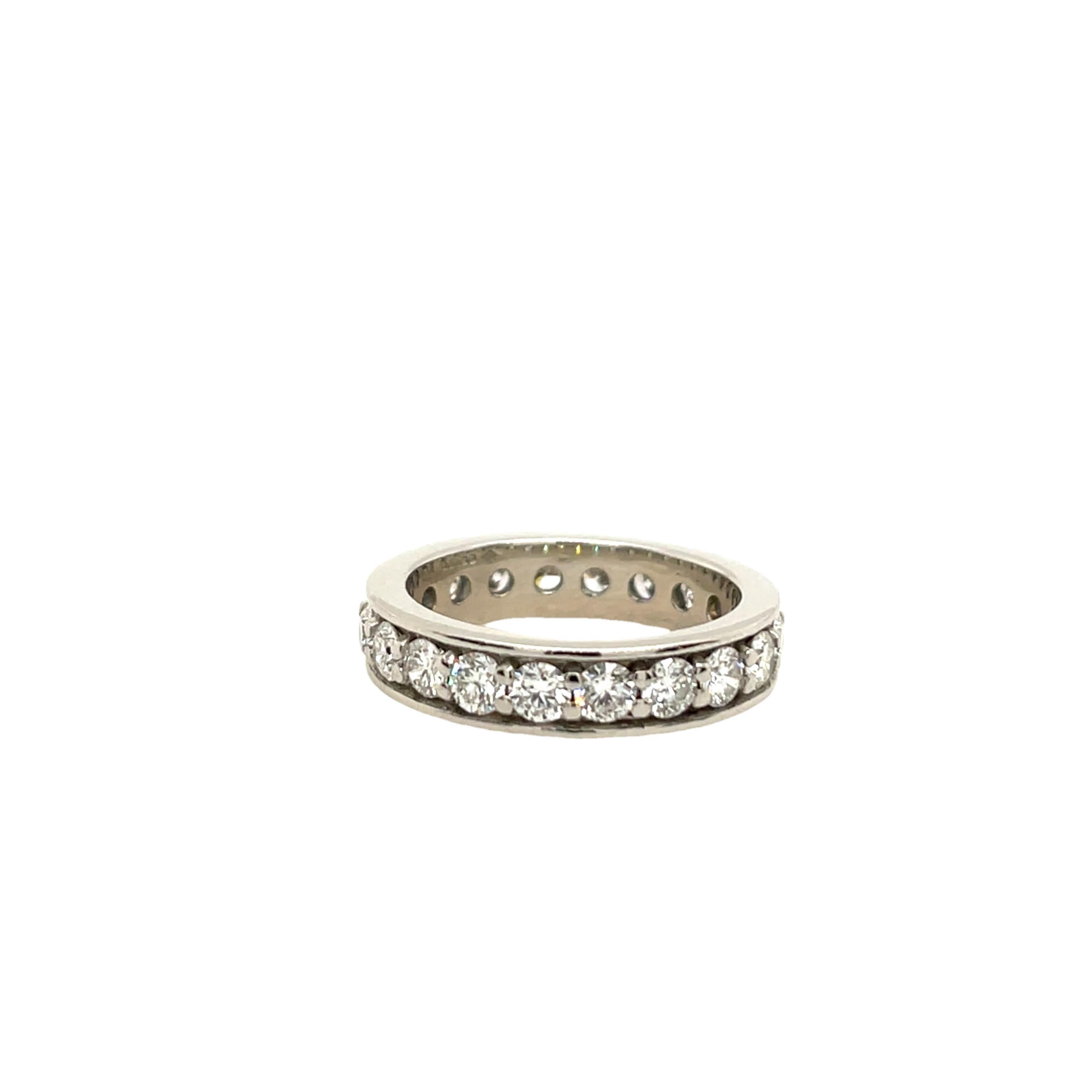 Round Cut Platinum Full Eternity Diamond Ring, Set With 2.0ct Natural Round Diamonds For Sale