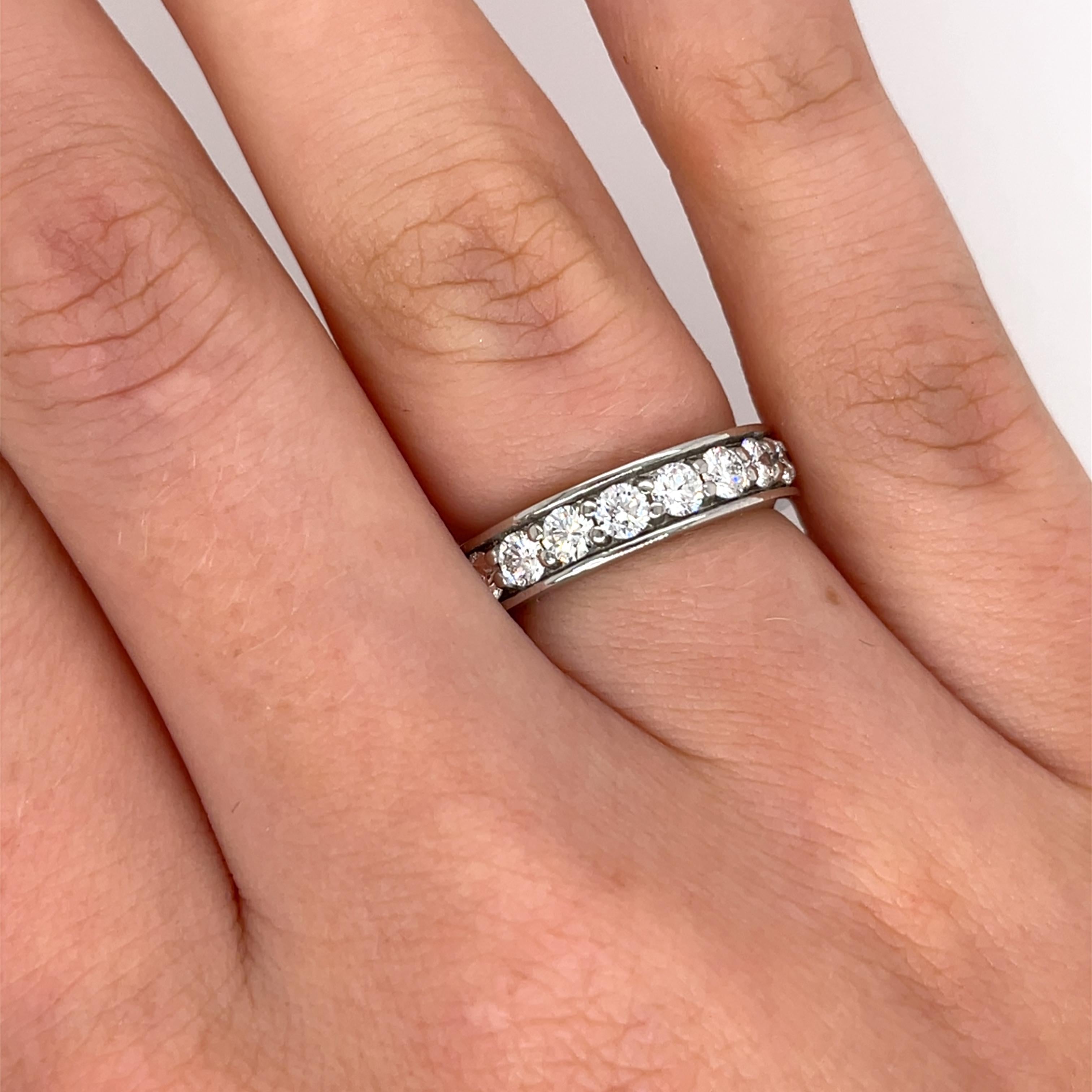 Women's Platinum Full Eternity Diamond Ring, Set With 2.0ct Natural Round Diamonds