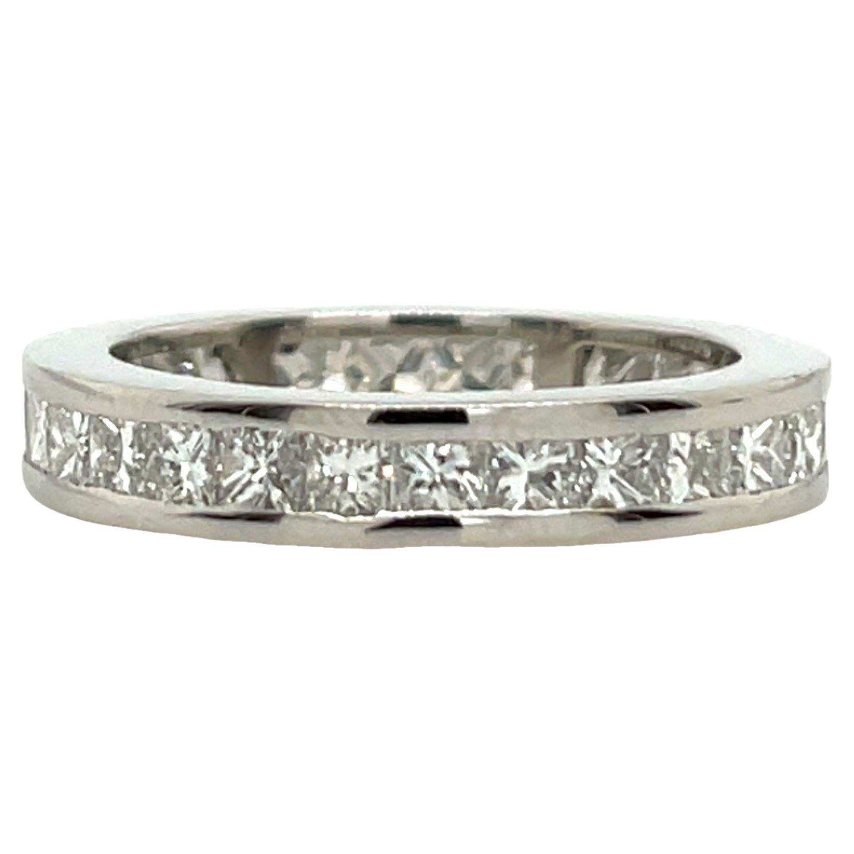 Platinum Full Eternity Diamond Ring, Set With 2.0ct Princess cut Diamonds