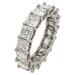 Platinum Full Eternity Diamond Ring, Set With 6.68ct Natural Asscher Diamonds
