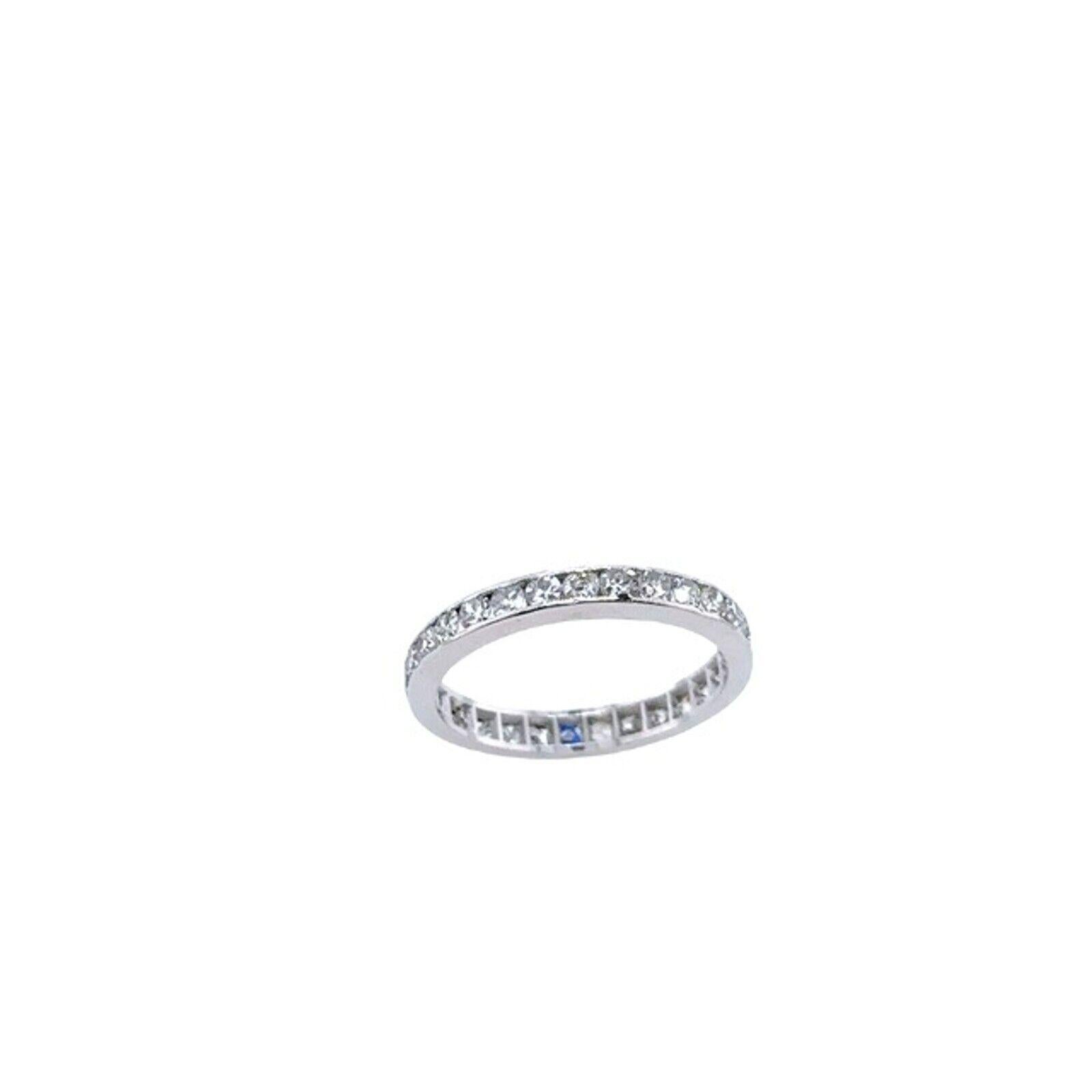 A simple and elegant design with a stunning 0.80ct of natural rose cut Diamonds, this Platinum ring is perfect for a wedding band or as an eternity ring. The total Diamond weight is 0.80ct with a clarity of SI and a colour of G-H.

Additional