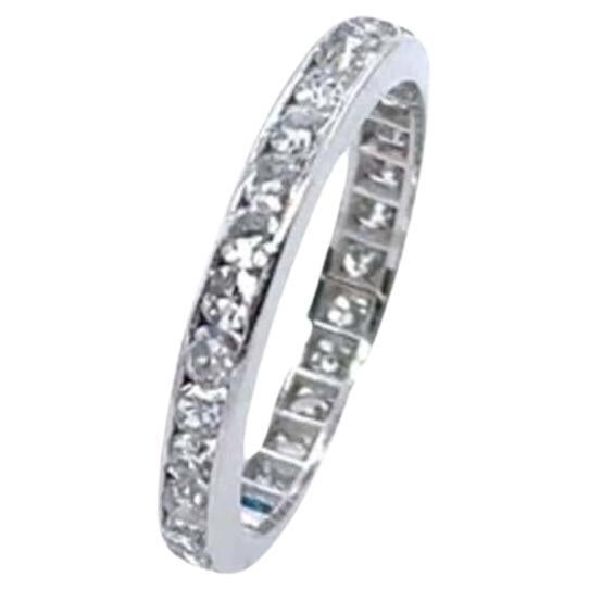 Platinum Full Eternity Ring/Wedding Ring Set with 0.80ct Round Rose Cut Diamonds For Sale
