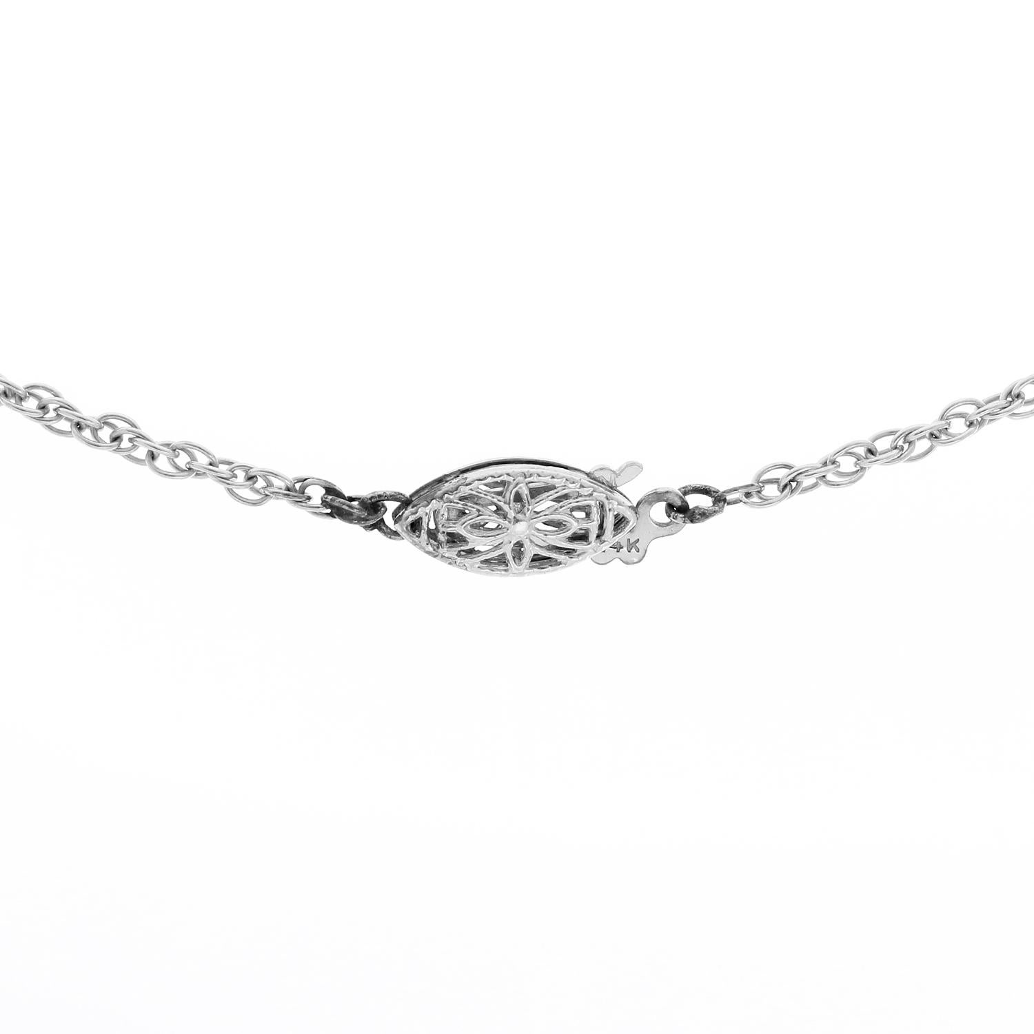 Platinum Garland Style Pendant on White Gold Chain In Excellent Condition For Sale In Dallas, TX