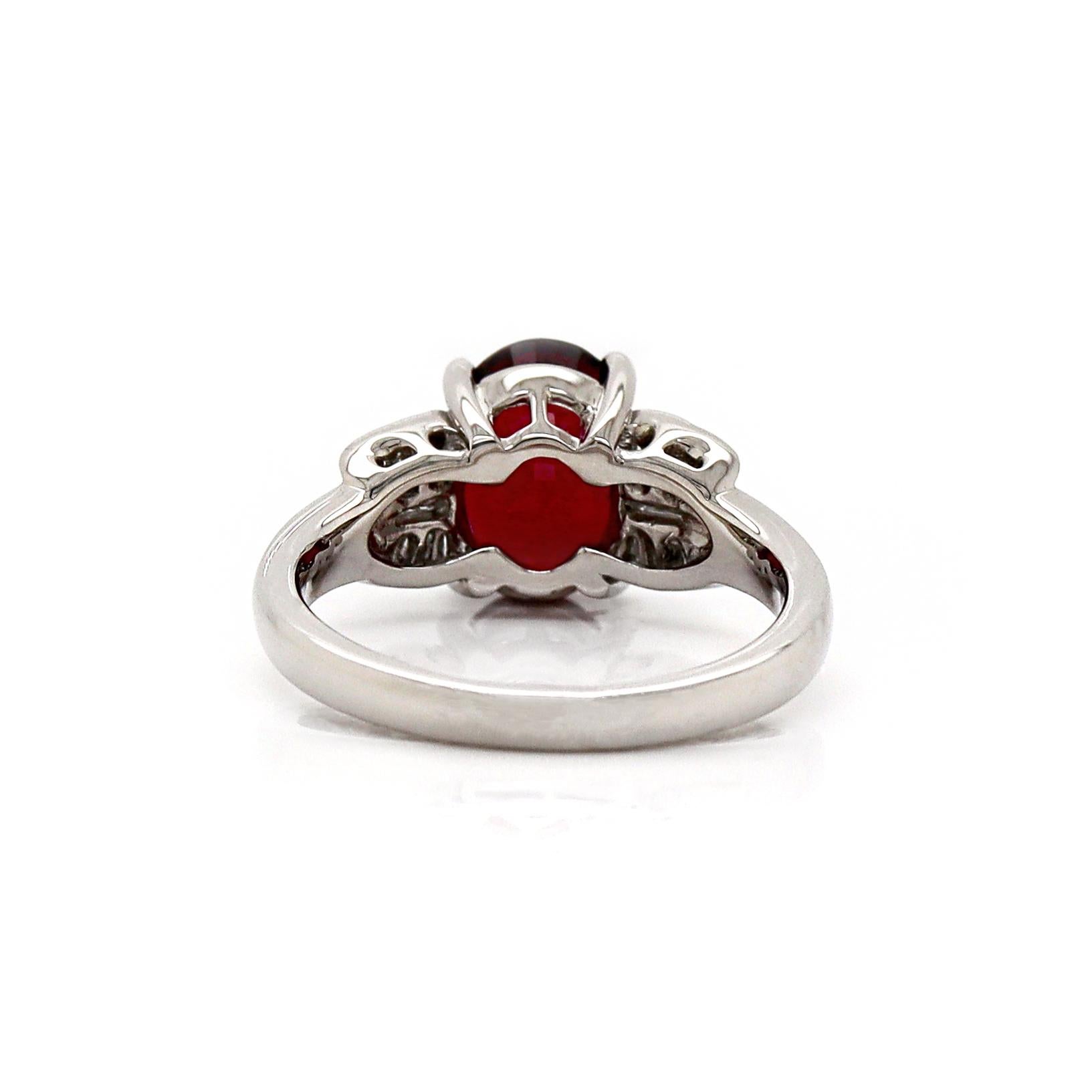 Women's Platinum Garnet And Diamond Dress Ring For Sale
