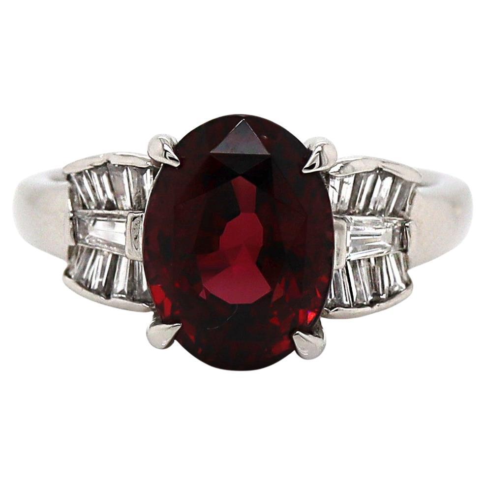 Platinum Garnet And Diamond Dress Ring For Sale