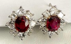 Platinum Gem Oval Cut Mozambique Ruby Earrings