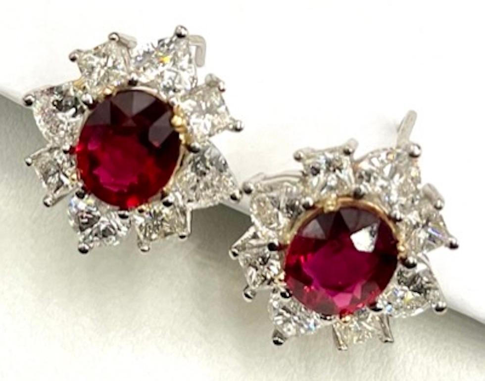 Women's Platinum Gem Oval Cut Mozambique Ruby Earrings For Sale