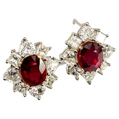 Platinum Gem Oval Cut Mozambique Ruby Earrings