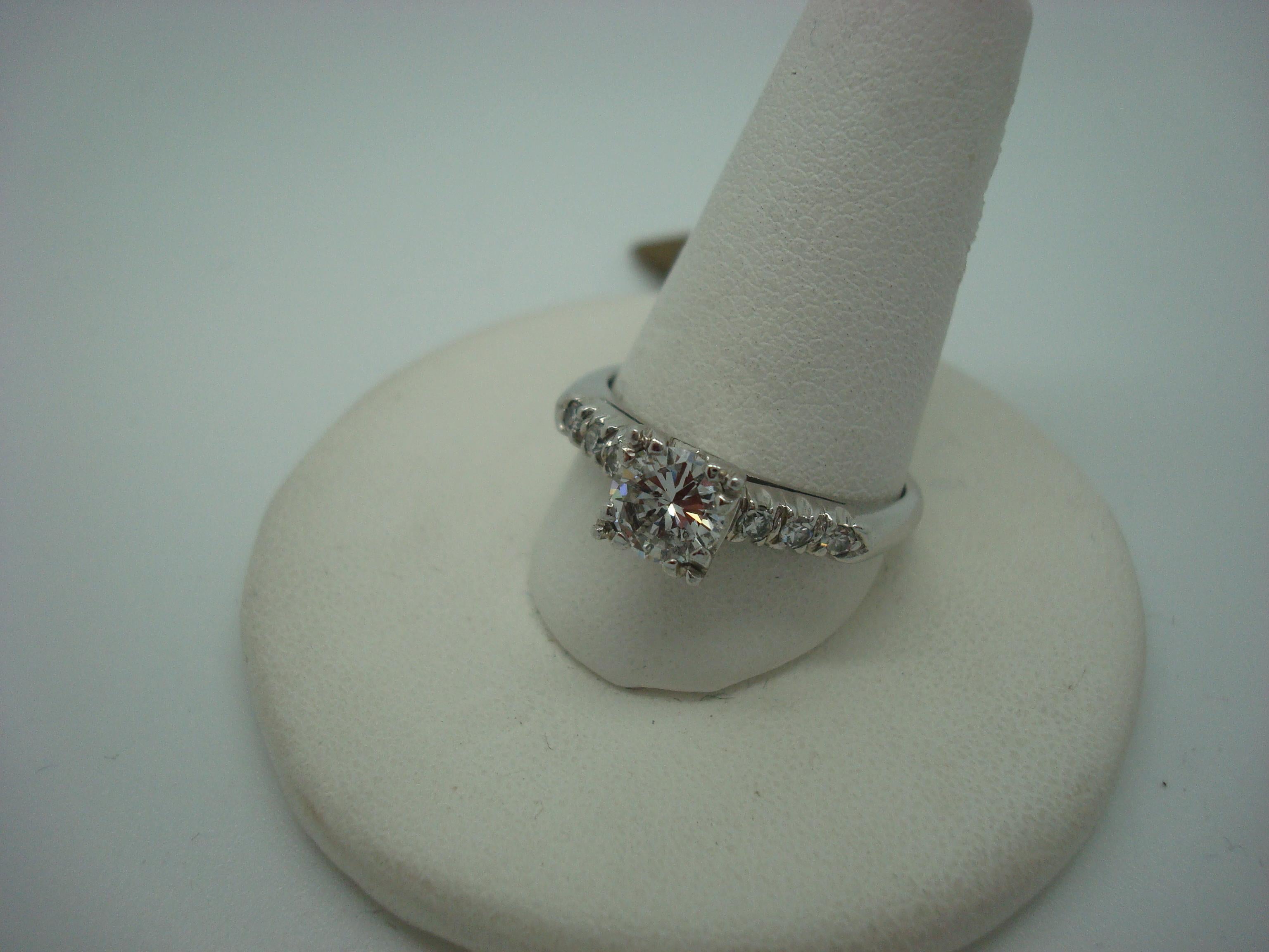Women's Platinum Genuine Natural Diamond Engagement Ring .66cts '#J750' For Sale