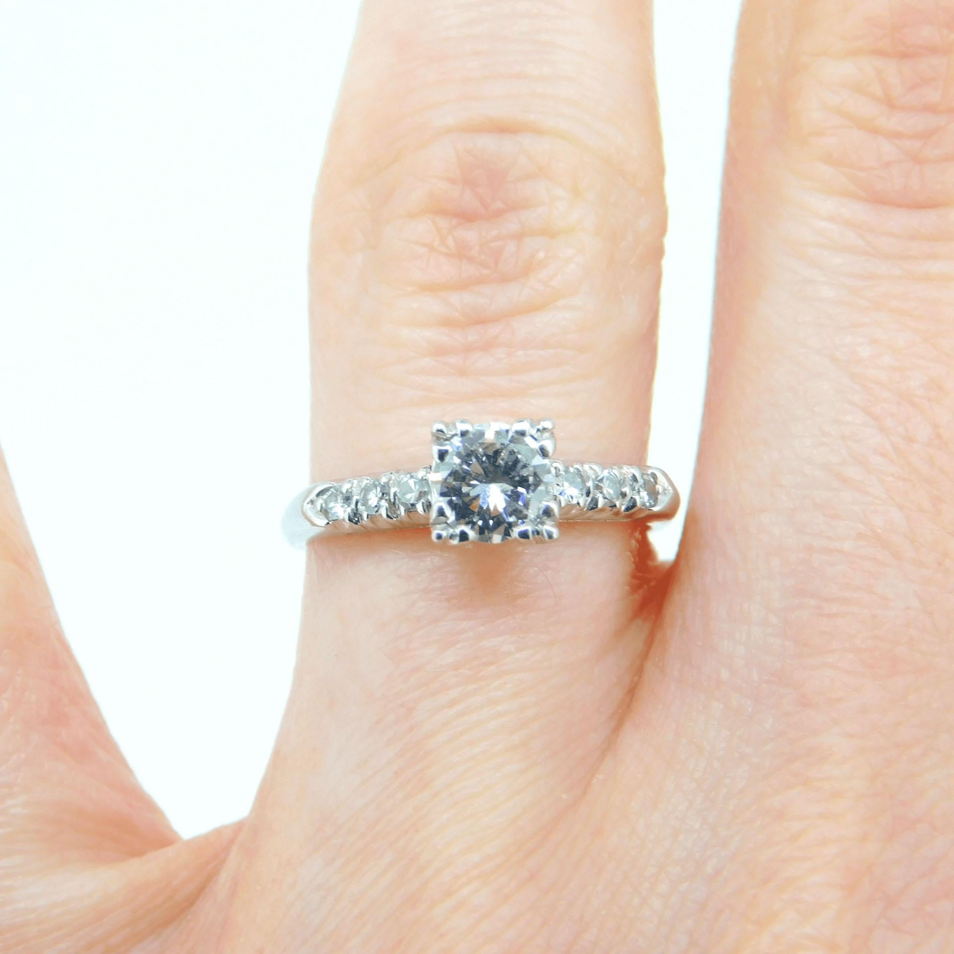 Platinum Genuine Natural Diamond Engagement Ring .66cts 'J750' For Sale 1