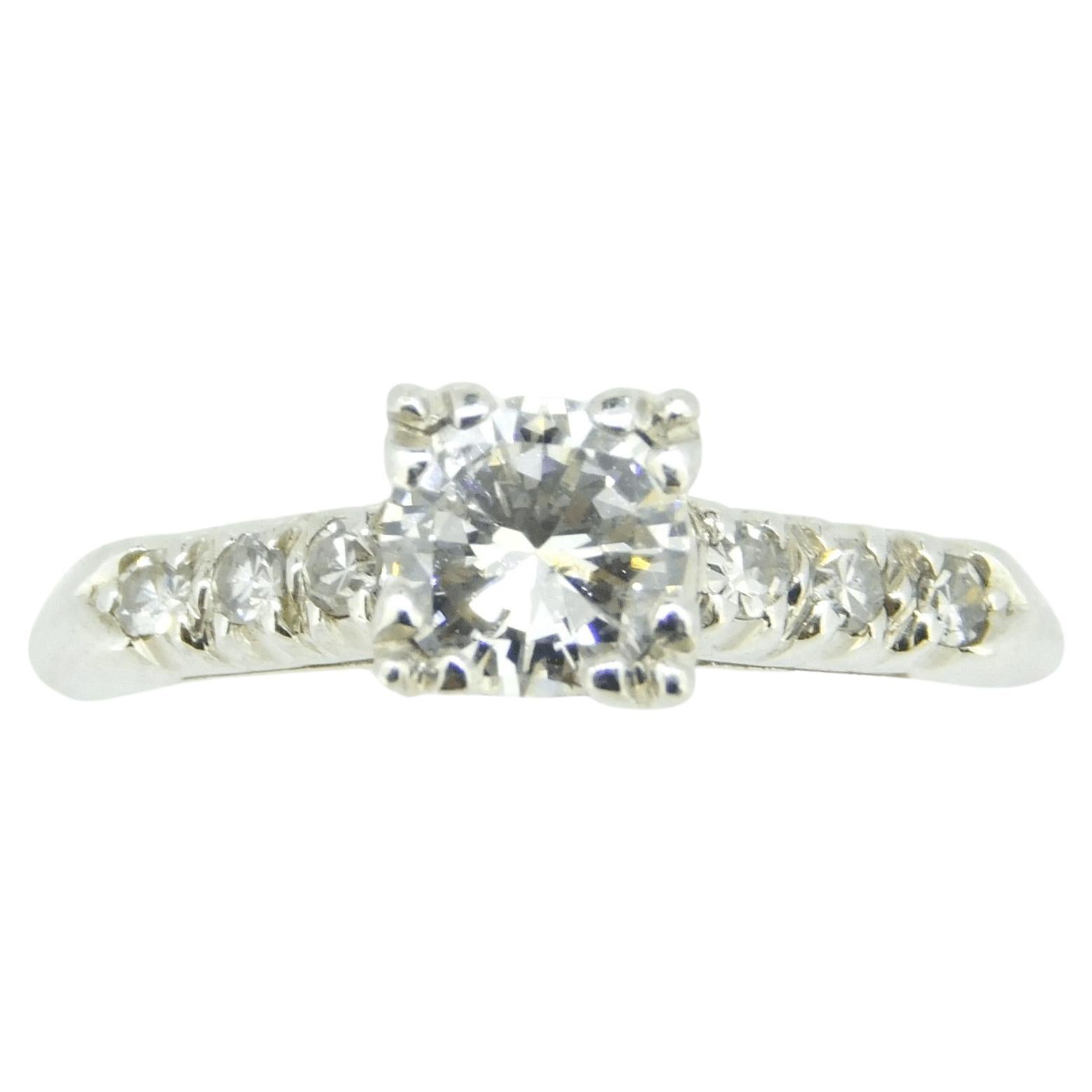 Platinum Genuine Natural Diamond Engagement Ring .66cts 'J750' For Sale