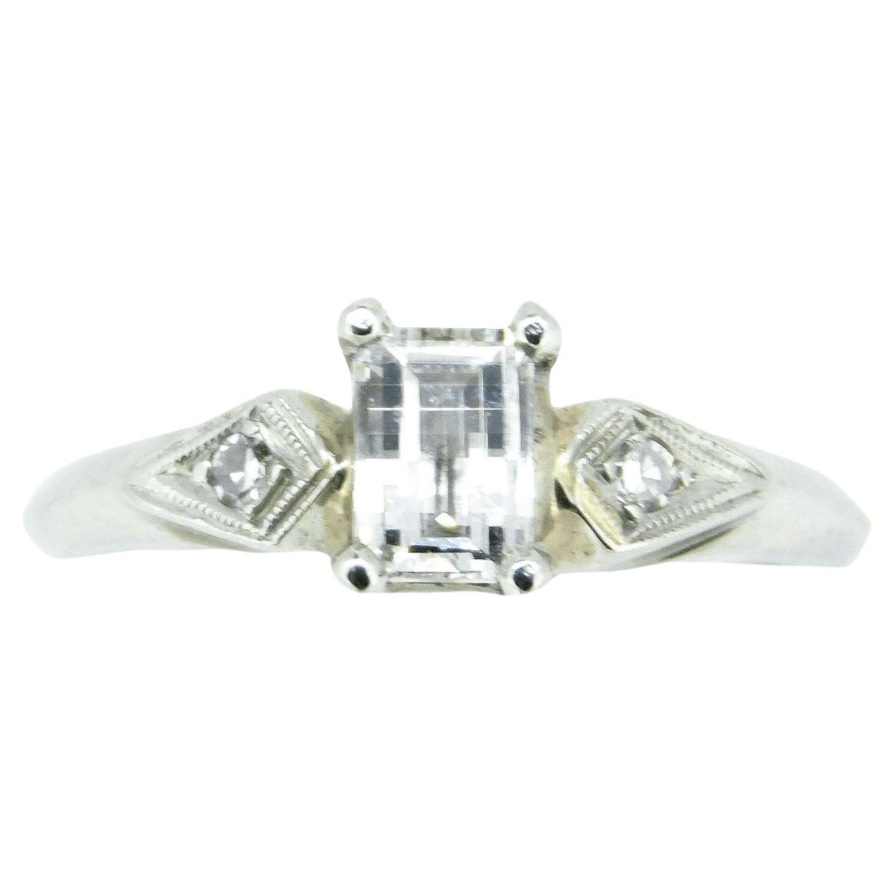 Anello in platino con diamante naturale autentico con taglio smeraldo speciale 2/3ct "#J748
