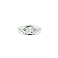 Platinum GIA 0.70ct F VS1 Marquise Diamond Bezel Solitaire Matte E-W Band Ring