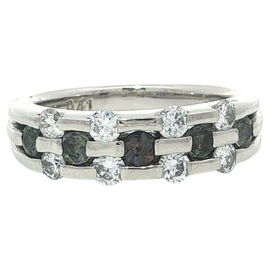 Platinum GIA 0.95ctw Round Color Change Brazil Alexandrite 
Diamond Band Ring