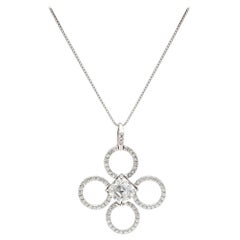 Platinum GIA 0.97 Carat H/VS1 Diamond Clover Pendant