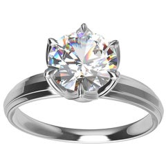 Bague de fiançailles Arabesque en platine GIA avec 1 carat de diamant