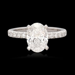 Platinum GIA 1.80 D/SI1 Oval Diamond Ring