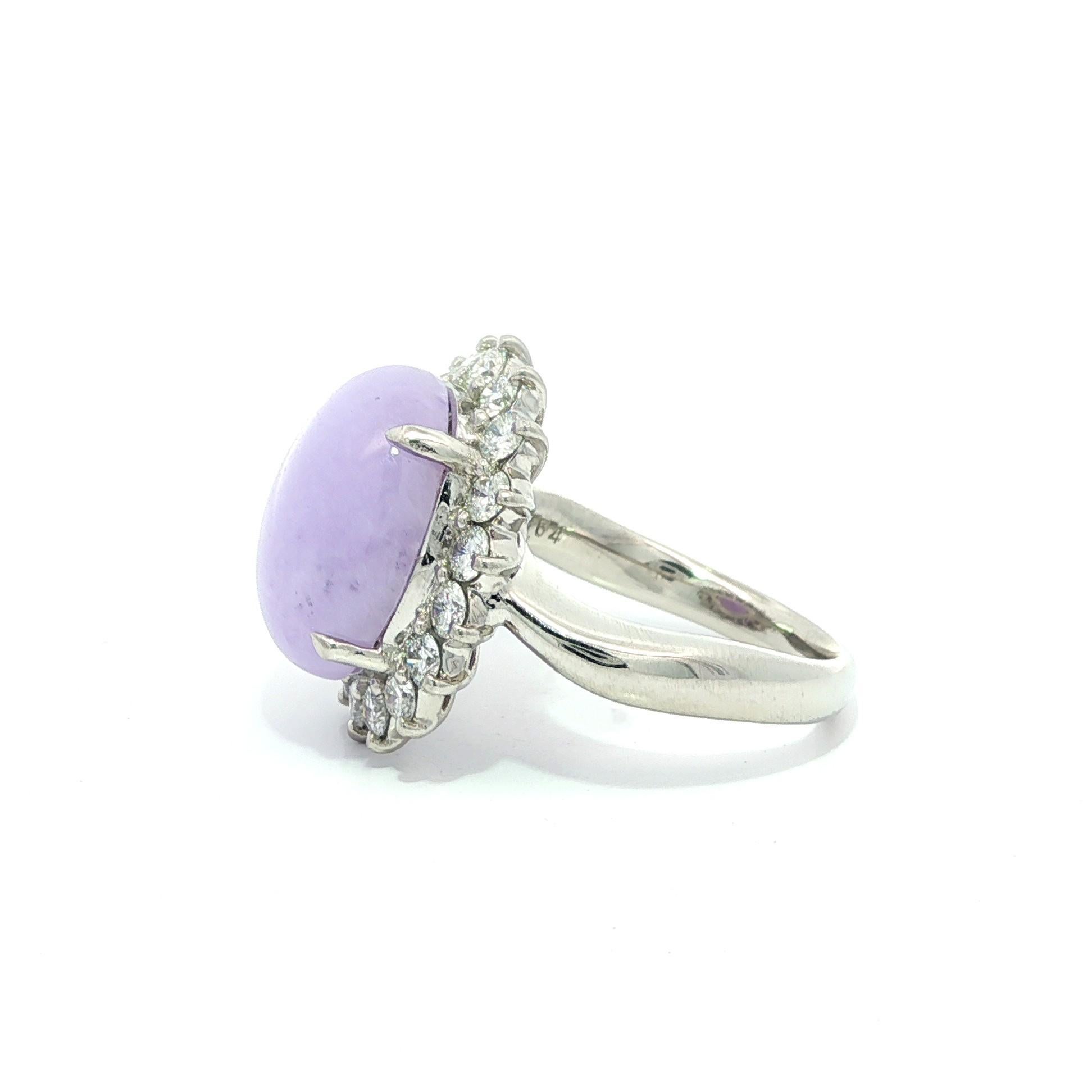 Platin GIA 10,62ctw Oval natürlichen lila Lavendel A Jade w / Diamant Halo Ring im Zustand „Gut“ im Angebot in Montclair, NJ