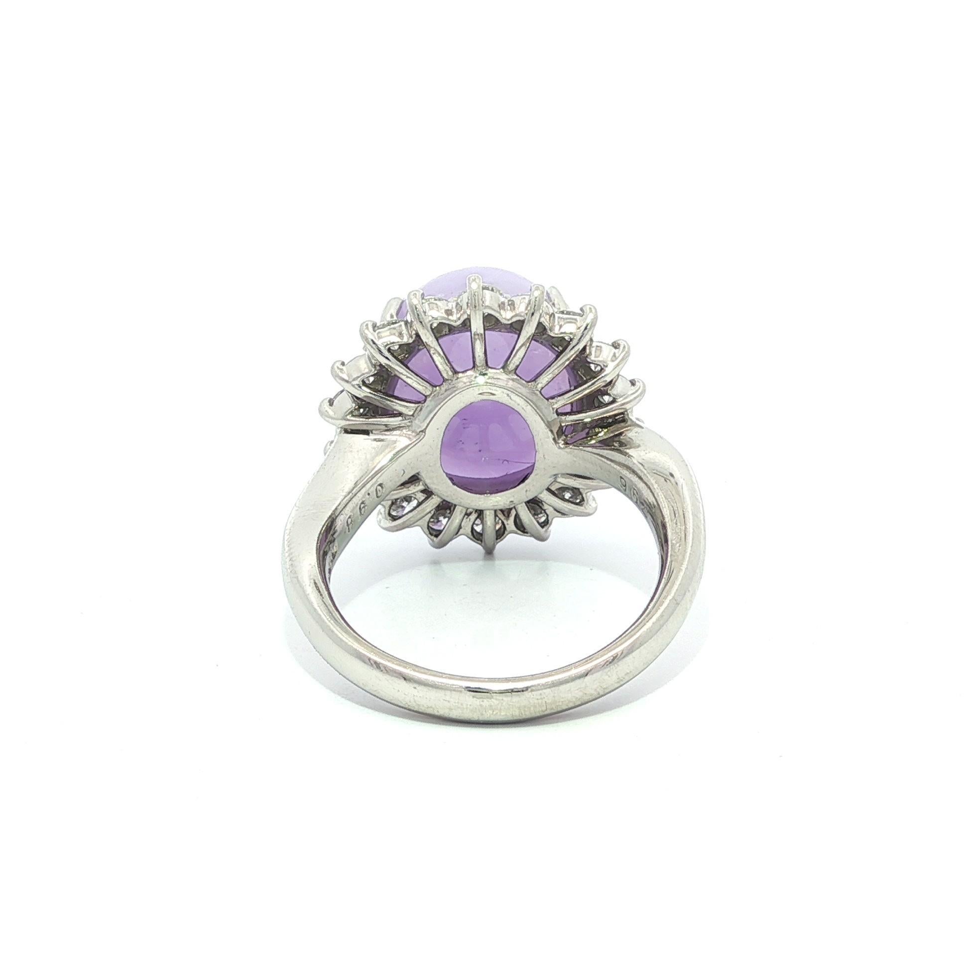 Platin GIA 10,62ctw Oval natürlichen lila Lavendel A Jade w / Diamant Halo Ring Damen im Angebot