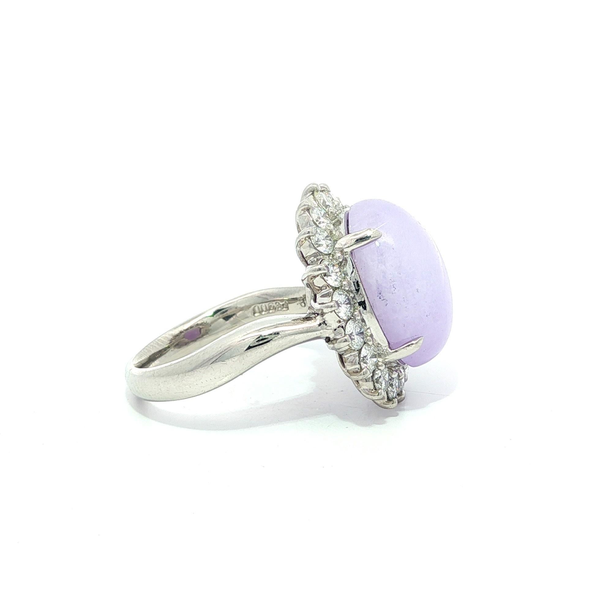 Platin GIA 10,62ctw Oval natürlichen lila Lavendel A Jade w / Diamant Halo Ring im Angebot 1