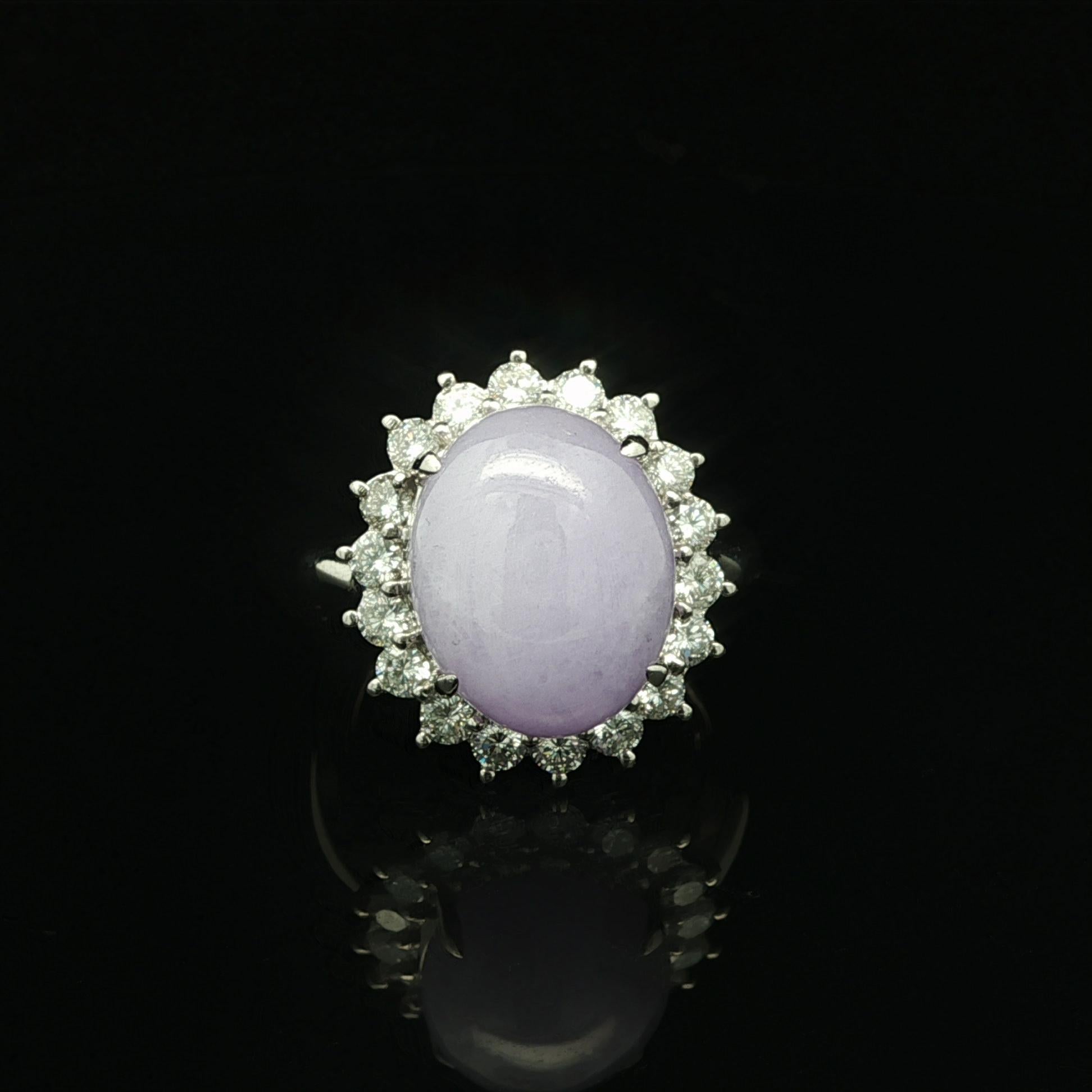 Platin GIA 10,62ctw Oval natürlichen lila Lavendel A Jade w / Diamant Halo Ring im Angebot 3