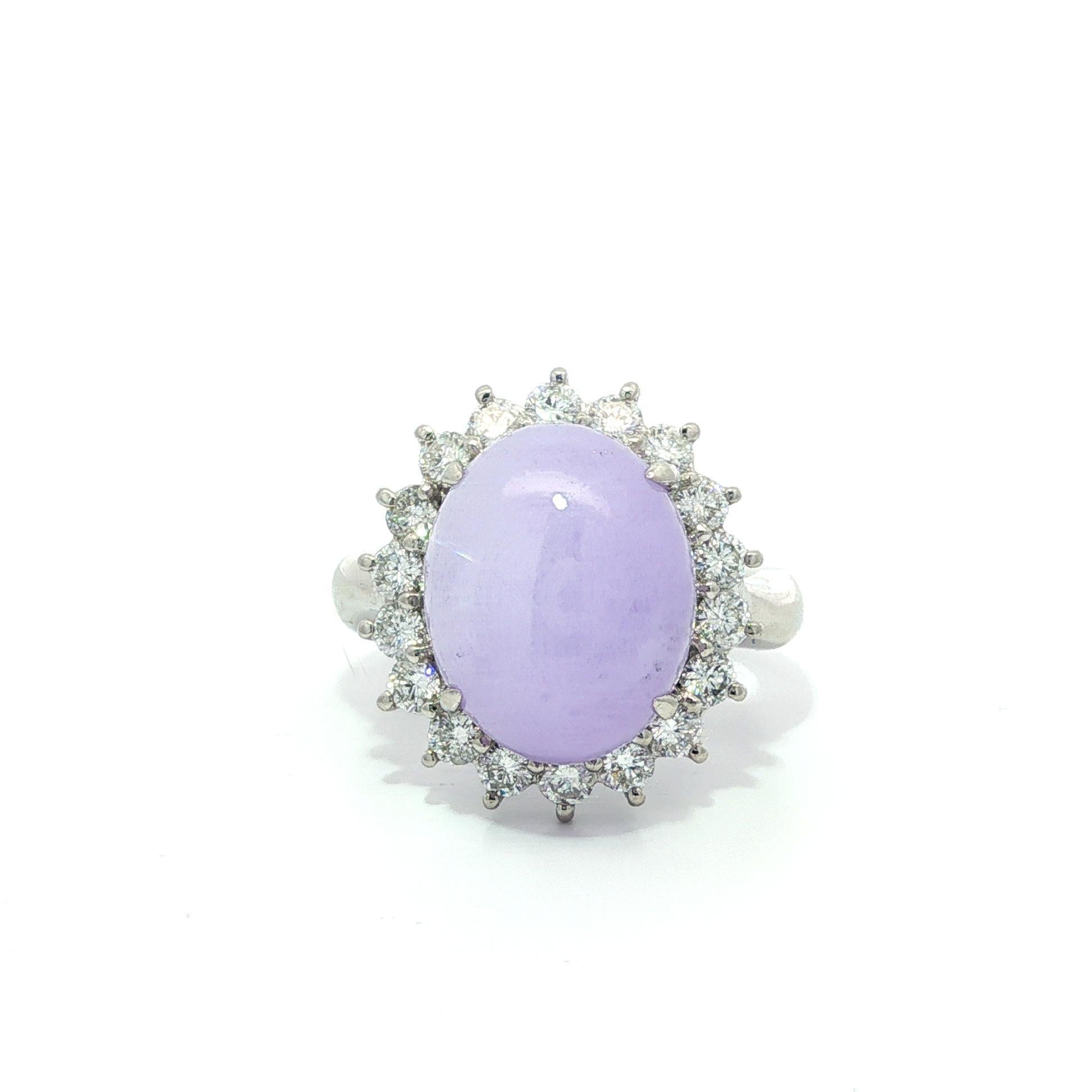 Platino GIA 10,62ctw Oval Natural Purple Lavender A Jade w Diamond Halo Ring