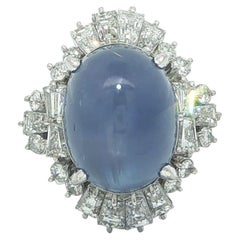 Platinum GIA 11.47ctw No Heat Ceylon Blue Star Sapphire and Diamond Ring