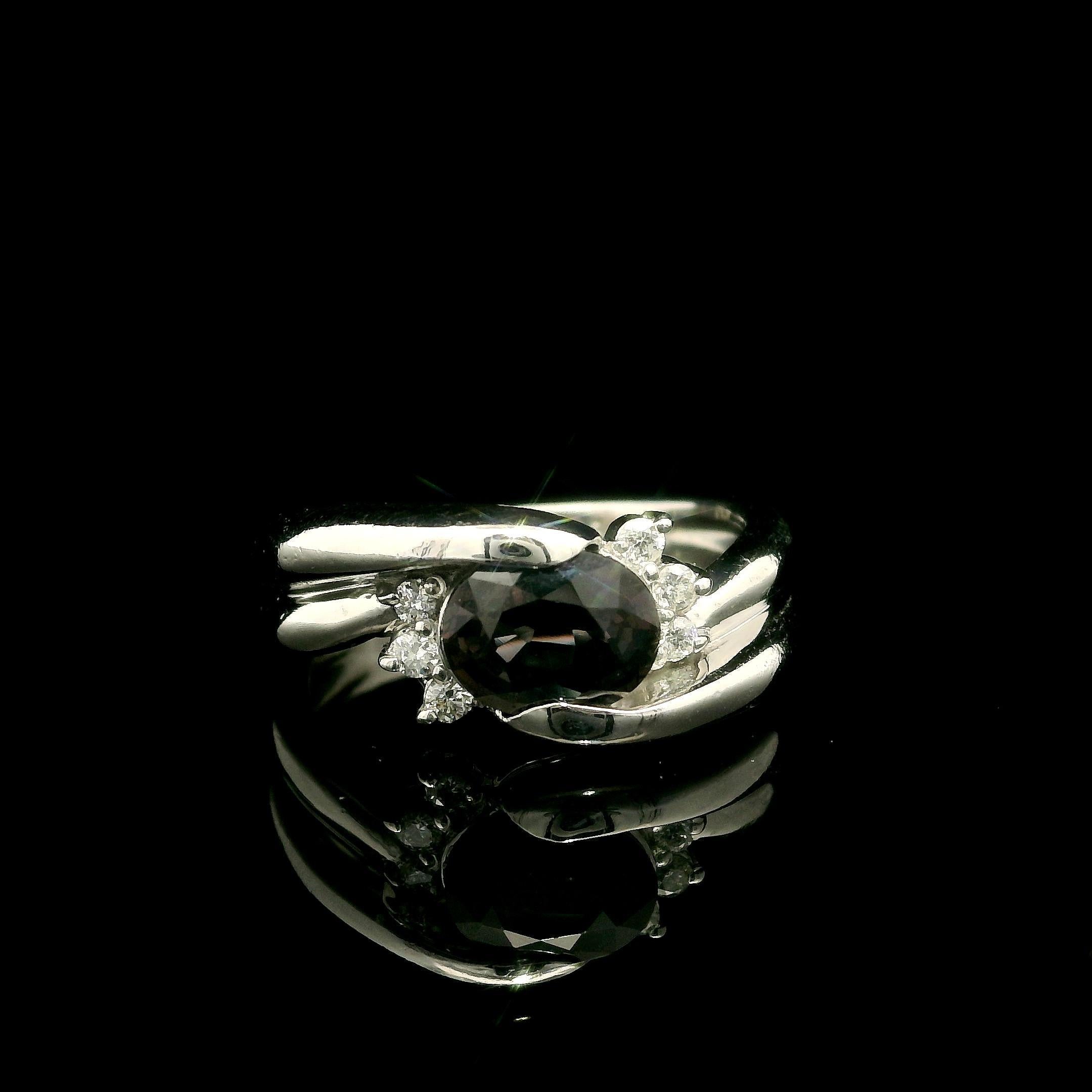 Oval Cut Platinum GIA 1.19ctw No Heat Oval Purple Sapphire & Diamond Bypass Style Ring For Sale