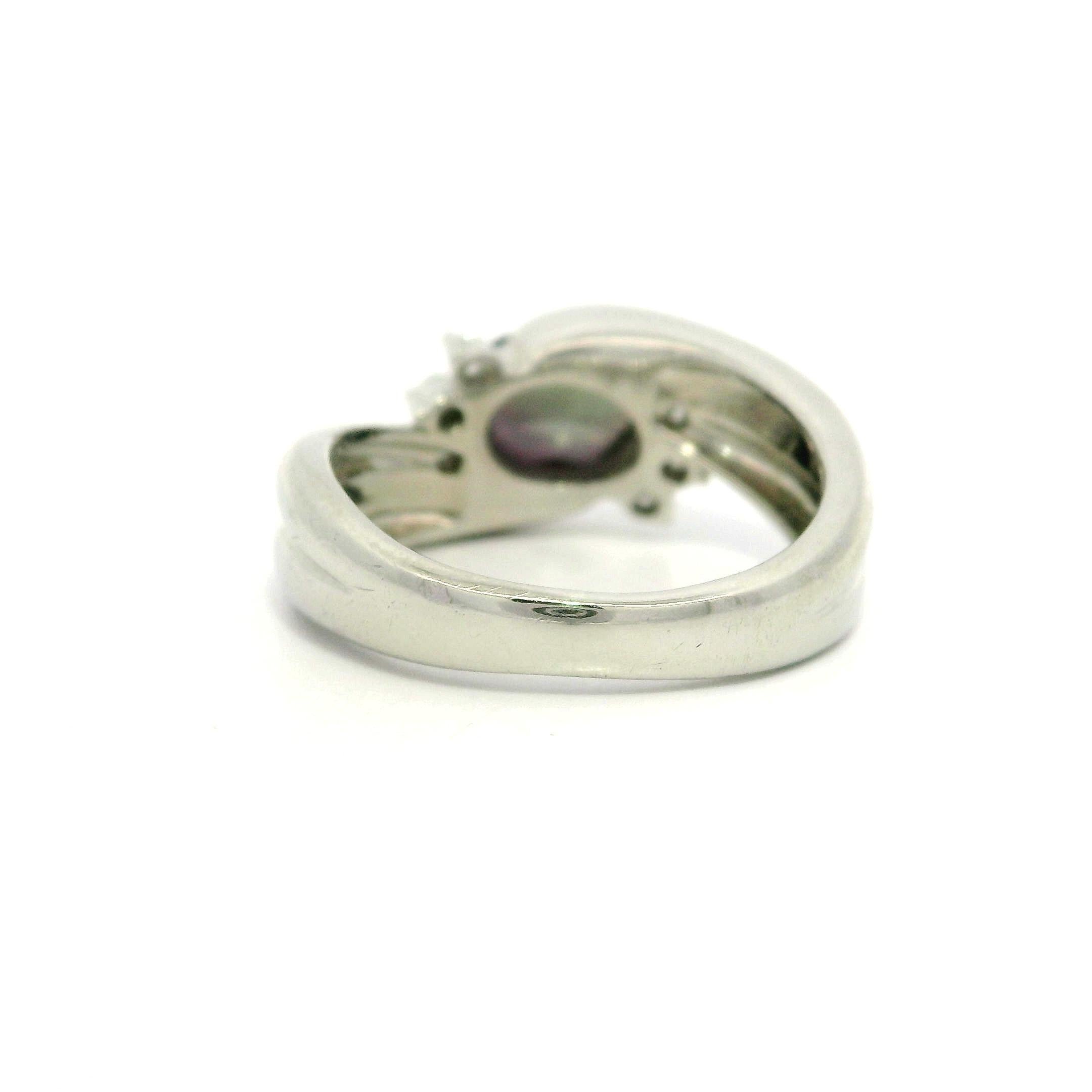 Platinum GIA 1.19ctw No Heat Oval Purple Sapphire & Diamond Bypass Style Ring In Excellent Condition For Sale In Montclair, NJ