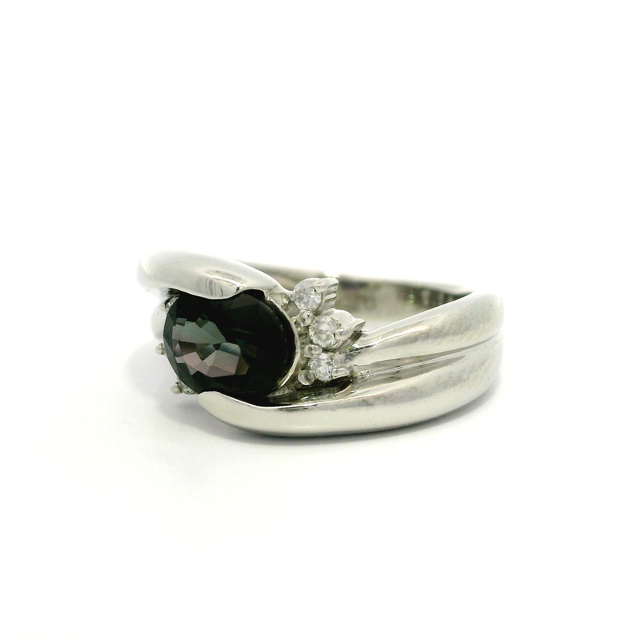 Platinum GIA 1.19ctw No Heat Oval Purple Sapphire & Diamond Bypass Style Ring For Sale 4