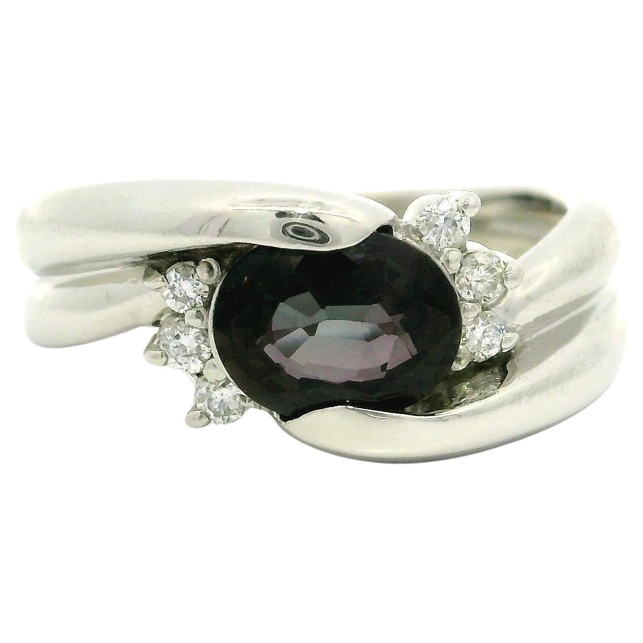 Platinum GIA 1.19ctw No Heat Oval Purple Sapphire & Diamond Bypass Style Ring For Sale