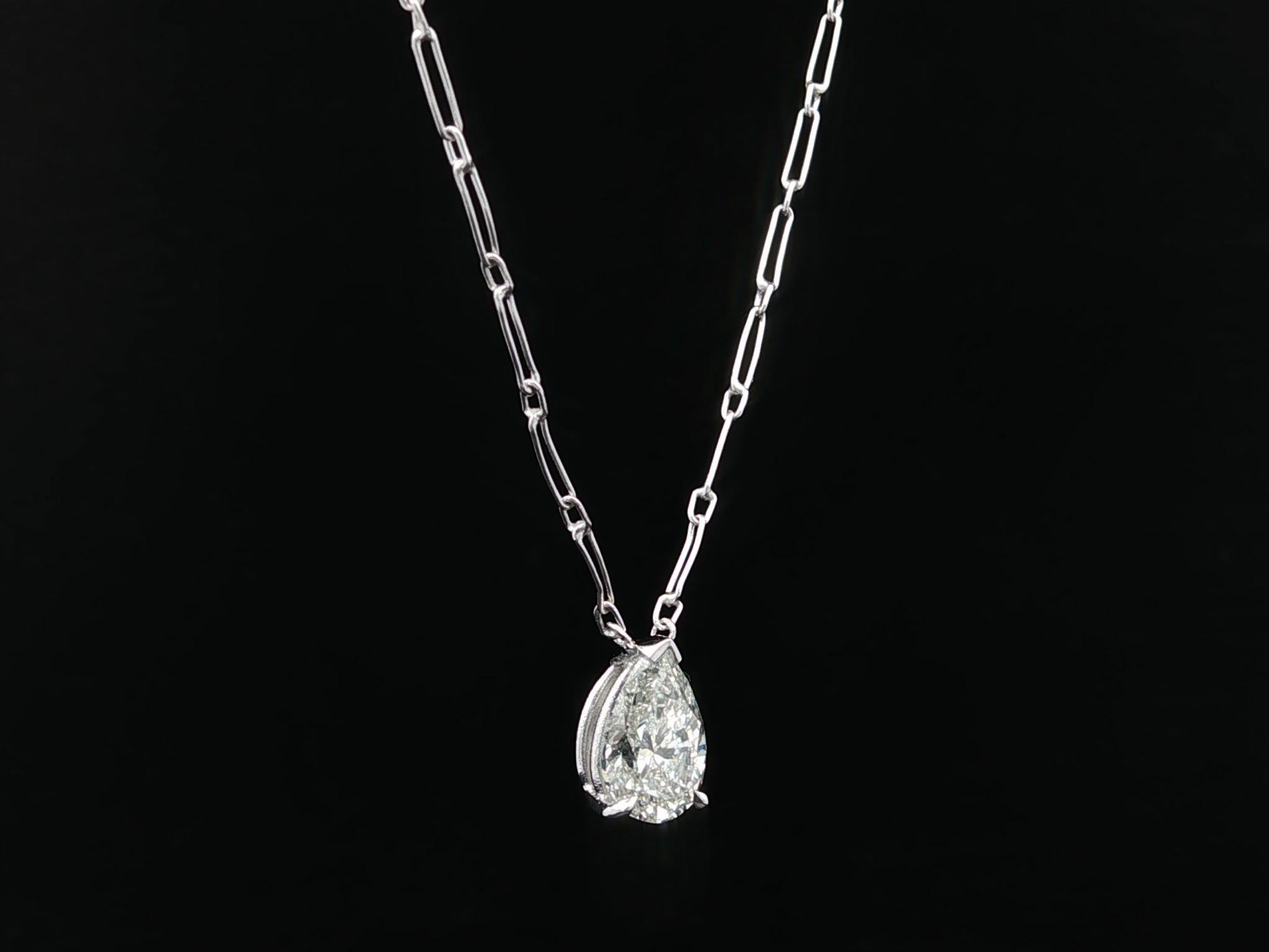 Taglio a goccia Platino GIA 1,24ct Pear Diamond Teardrop Solitaire Pendant 16