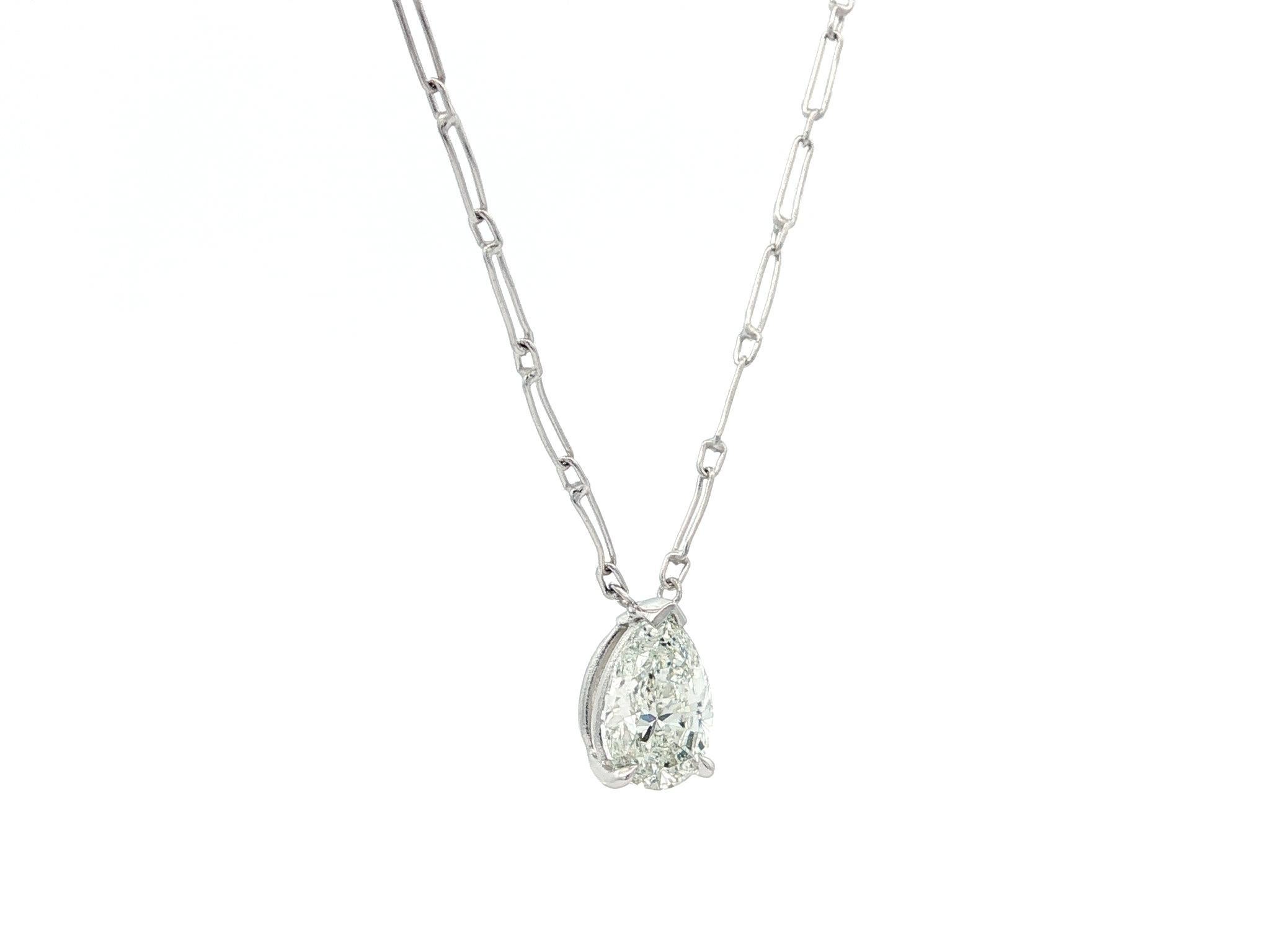 Platino GIA 1,24ct Pear Diamond Teardrop Solitaire Pendant 16