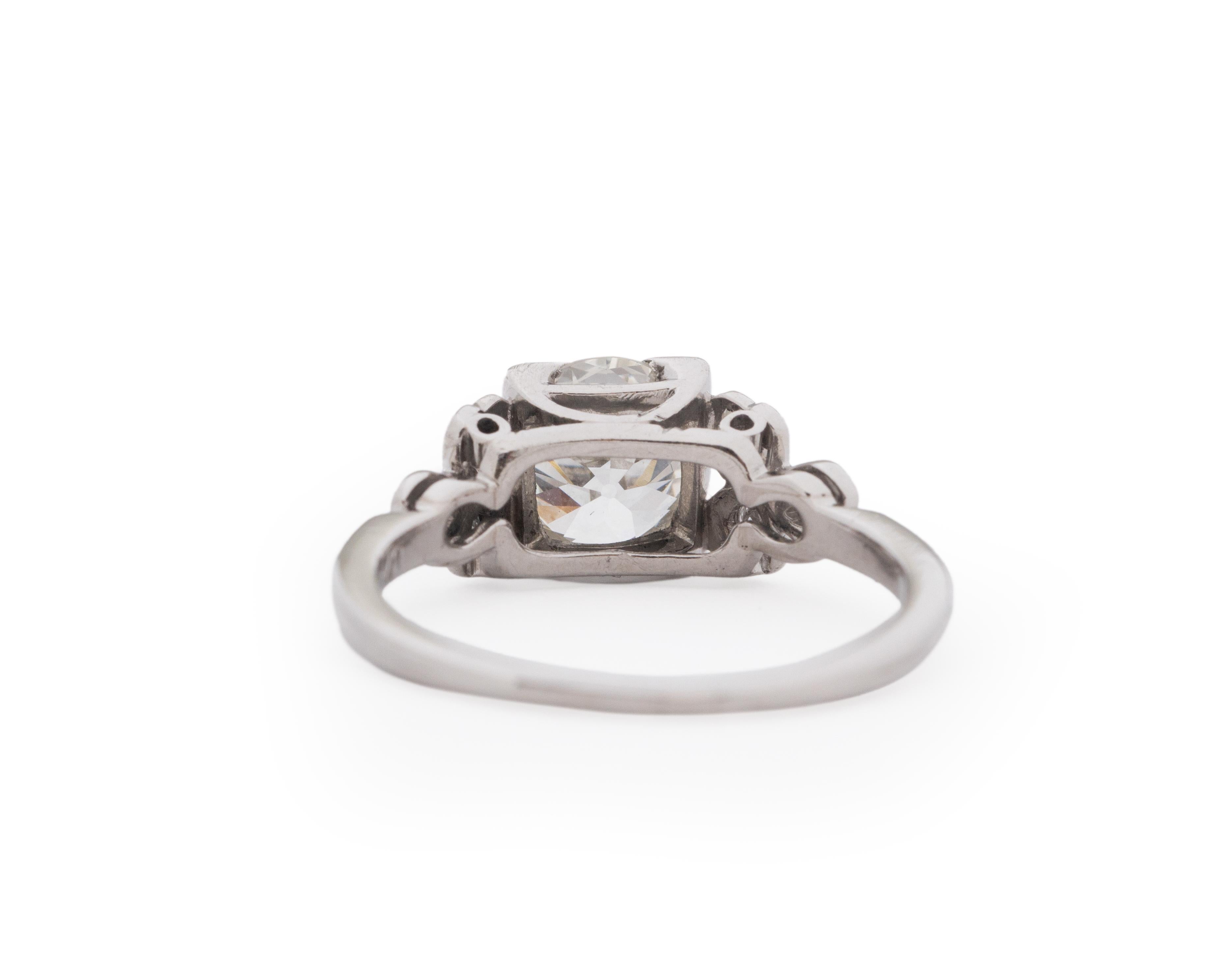 Old European Cut Platinum GIA 1.30 Carat Diamond Brilliant Engagement Ring For Sale