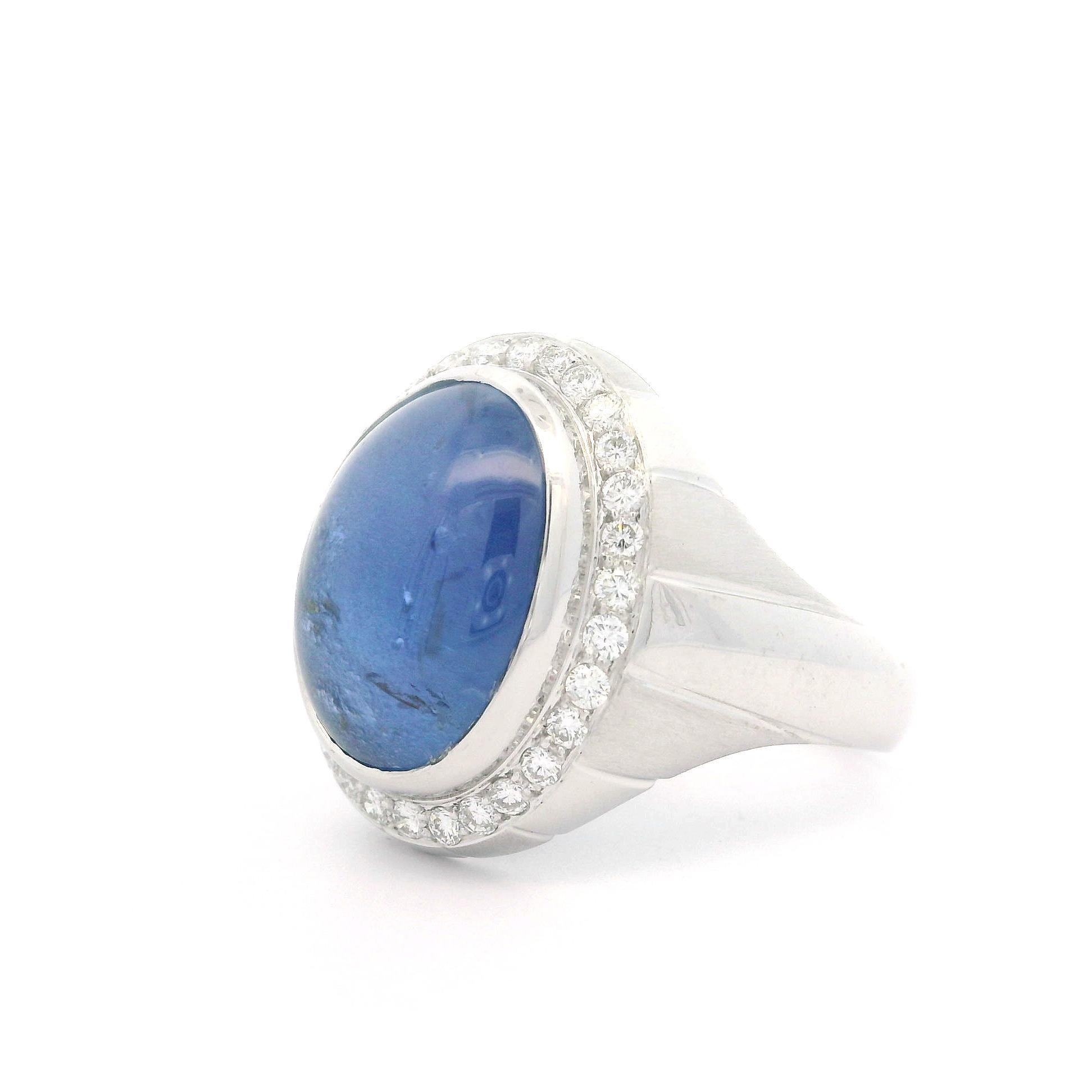 Platinum GIA 13.65ctw High Quality Blue Star Sapphire & Diamond Dual Finish Ring For Sale 9