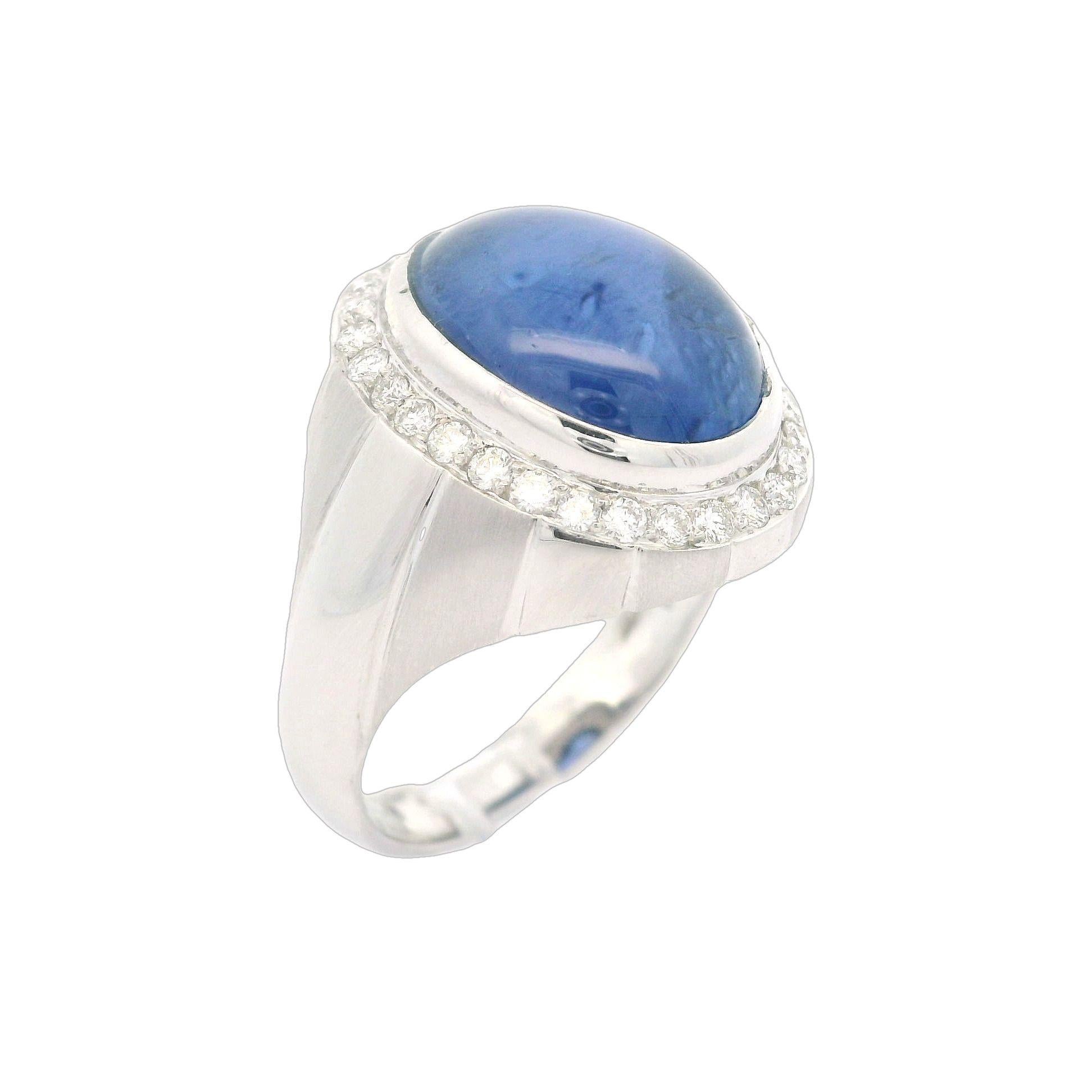 Platinum GIA 13.65ctw High Quality Blue Star Sapphire & Diamond Dual Finish Ring For Sale 11